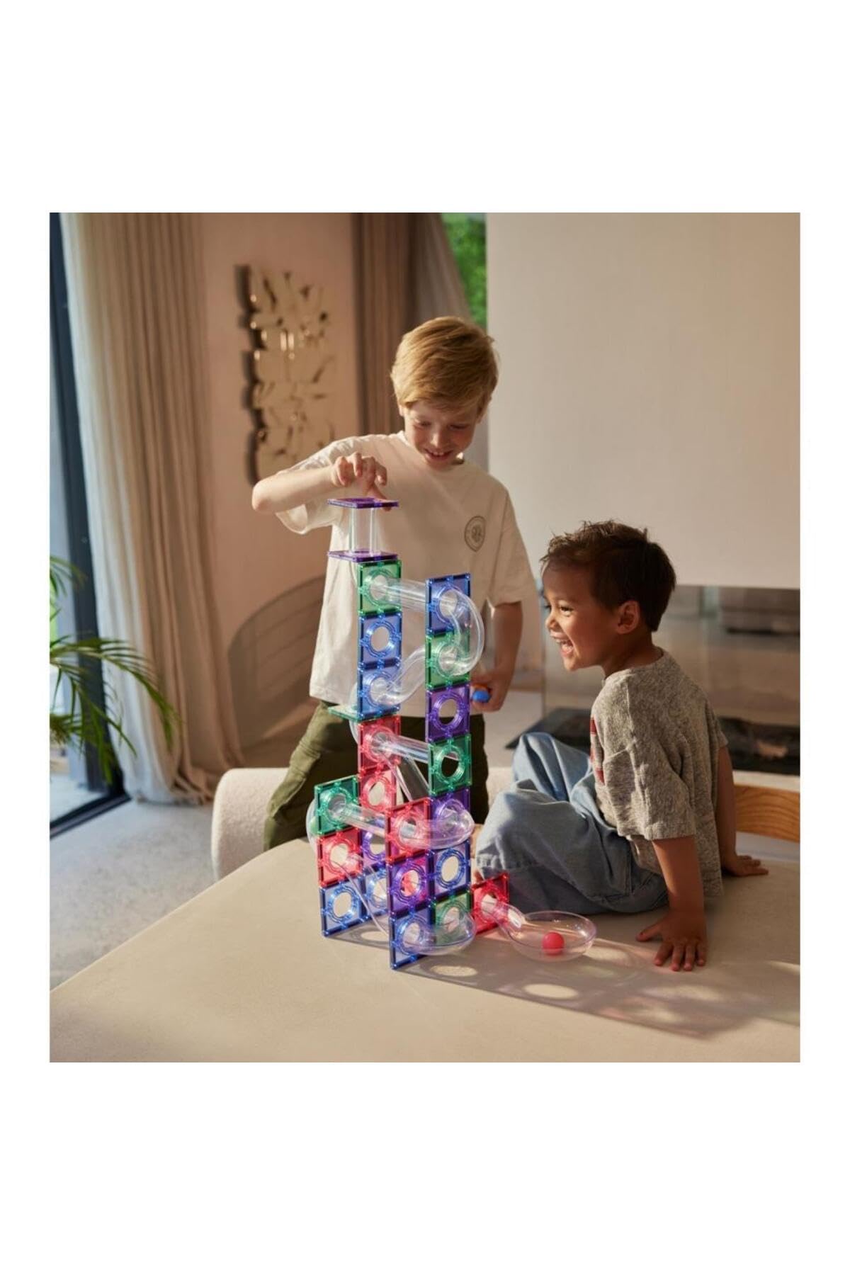 Kugelbahn-Kreativ-Bausatz in Pastellfarben 70 Teile, langlebiges Magnetspielzeug, Robustes Lernspielzeug, erweiterbare Sets, für Kinder ab 3 Jahren