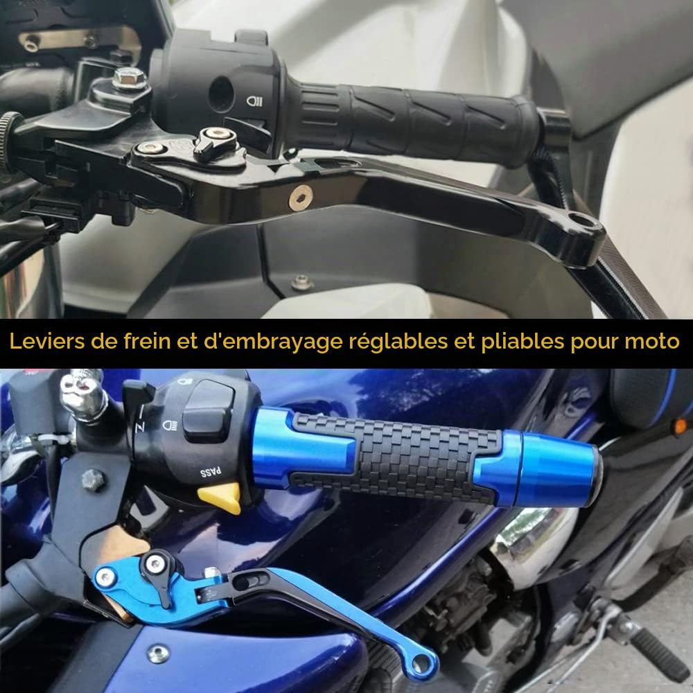 Moto Leviers d'embrayage de Frein CNC Ajustable pour Tracer 700/GT 2018-2020 Tracer 900/GT 2018-2020 Tracer 900 ABS 2015-2020 MT09 Tracer 2014-2020 Tracer 7 GT 2021+ (Noir+Bleu)