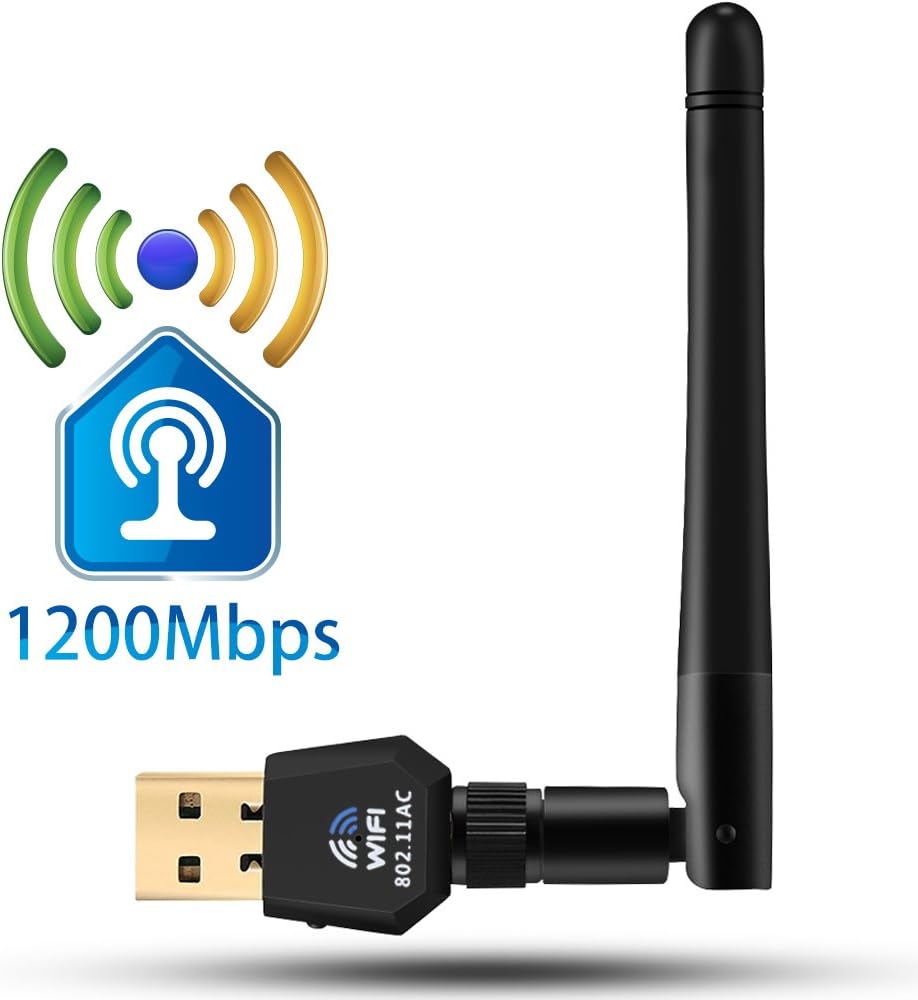 USB Dual Band Wifi Adapter - 1200Mbps Dual Band (2.4G/300M+5G/867M) Wireless Adapter,USB Wireless Adapter for Desktop/Laptop/PC, Support Win10/8.1/8/7/XP Mac OS 10.4-10.12 Linux( Kernel 2.6x-4.1x)