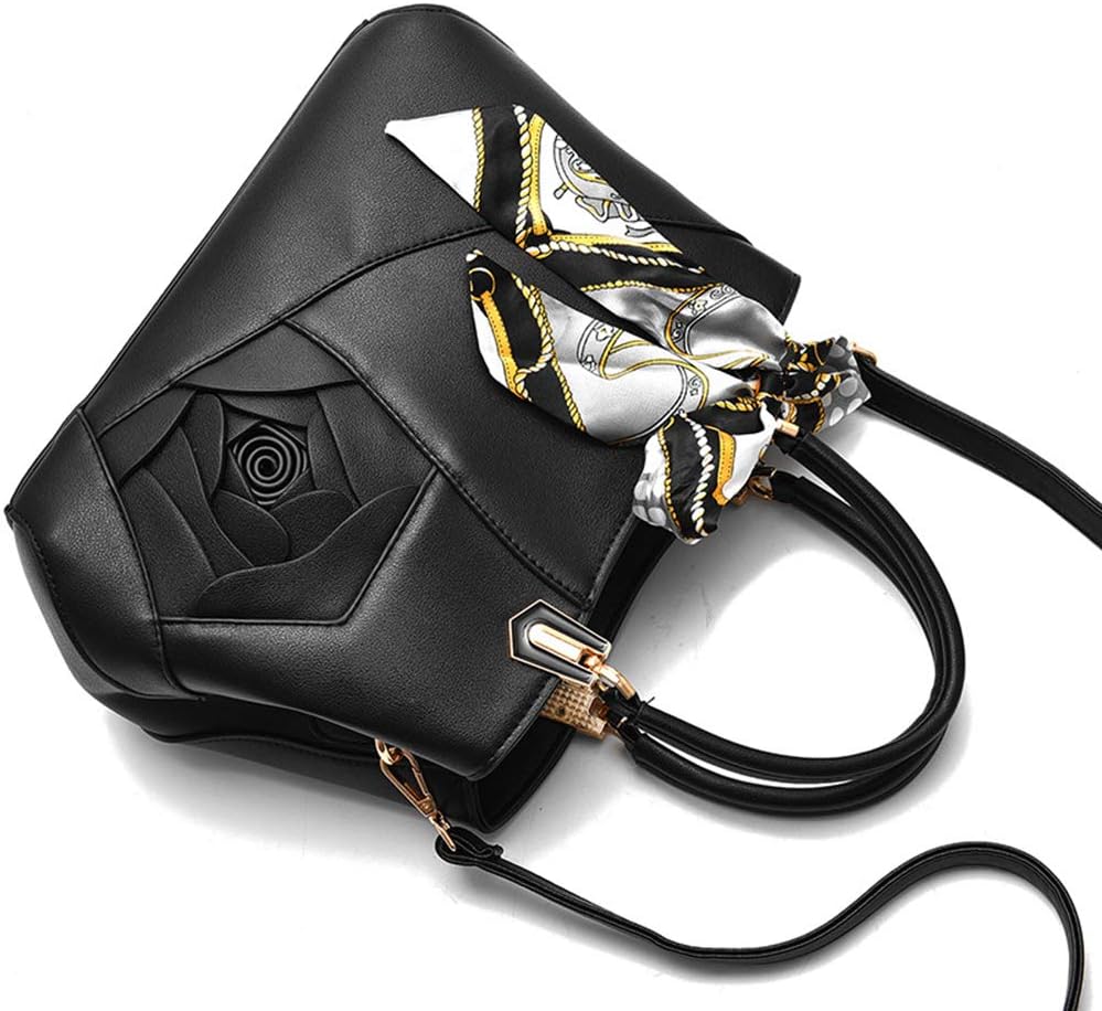 Mn&Sue Ladies Top Handle Satchel 3D Flower Women Elegant Handbags Pu Leather Crossbody Tote Purse - Image 3