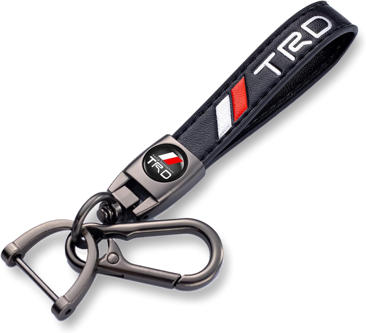 TACOMA Genuine Leather Car Keychain Key Chain for Men and Women Family Present Key Ring Accessories(Black)