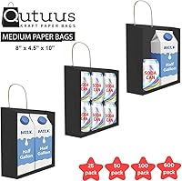 Vista 3 de Qutuus Bolsas de regalo de papel negro con asas, 50 unidades de 8 x 4.5 x 10 pulgadas, bolsa de papel kraft negro con asas a granel para compras