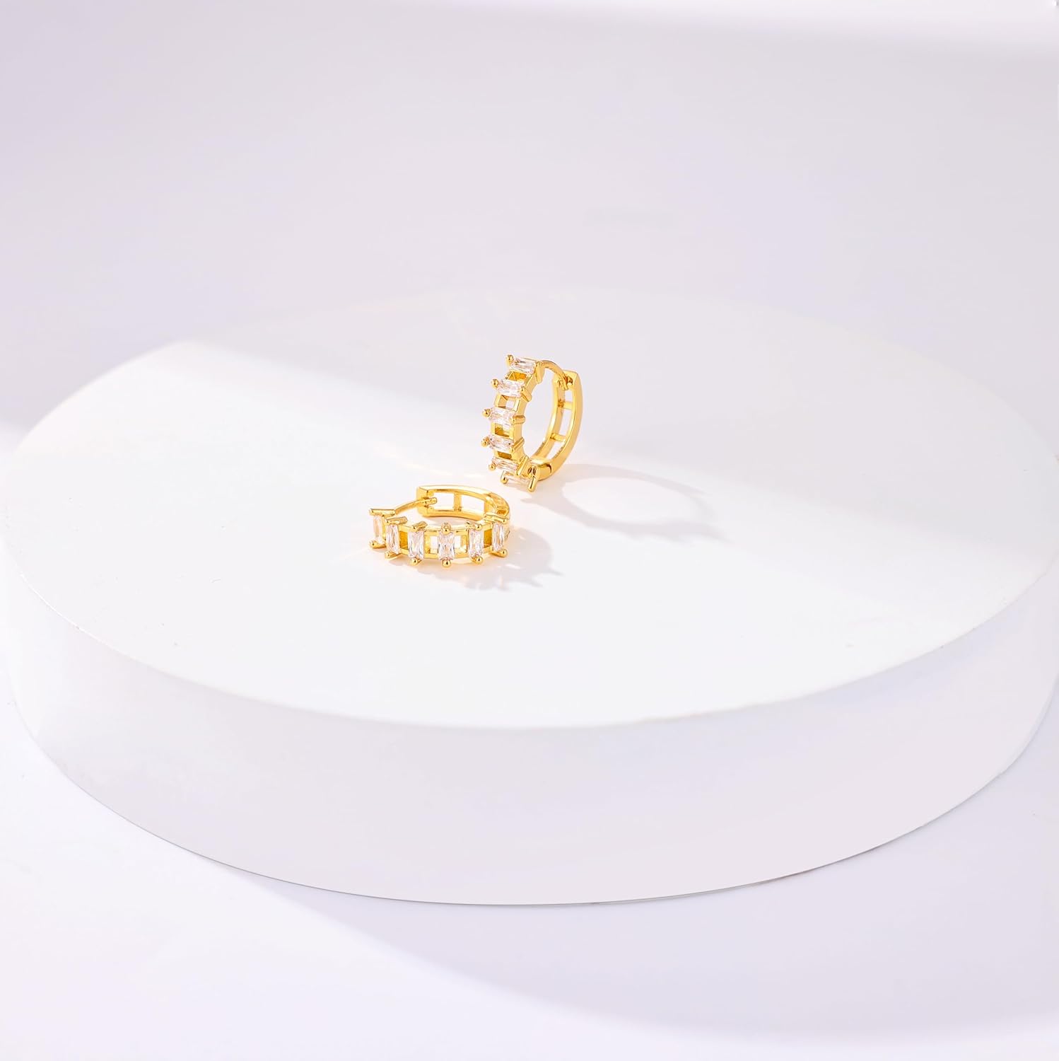 Gacimy Small Gold Huggie Hoop Earrings for Women 14K Real Gold Plated with Cubic Zirconia - Image 6