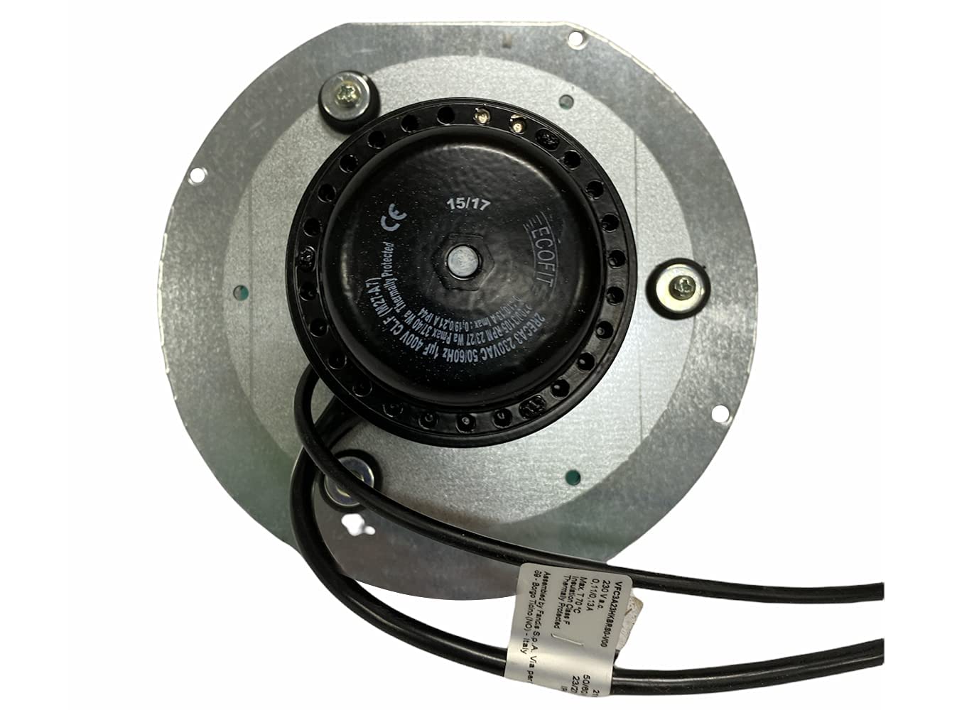 ERICAMBI, Estrattore Aspiratore Fumi per Stufe a Pellet con Motore ECOFIT 2RECA3 e Girante in Acciaio AISI 430, Ventola H 25mm Ø 150mm, Potenza 27W, Corredato di Encoder