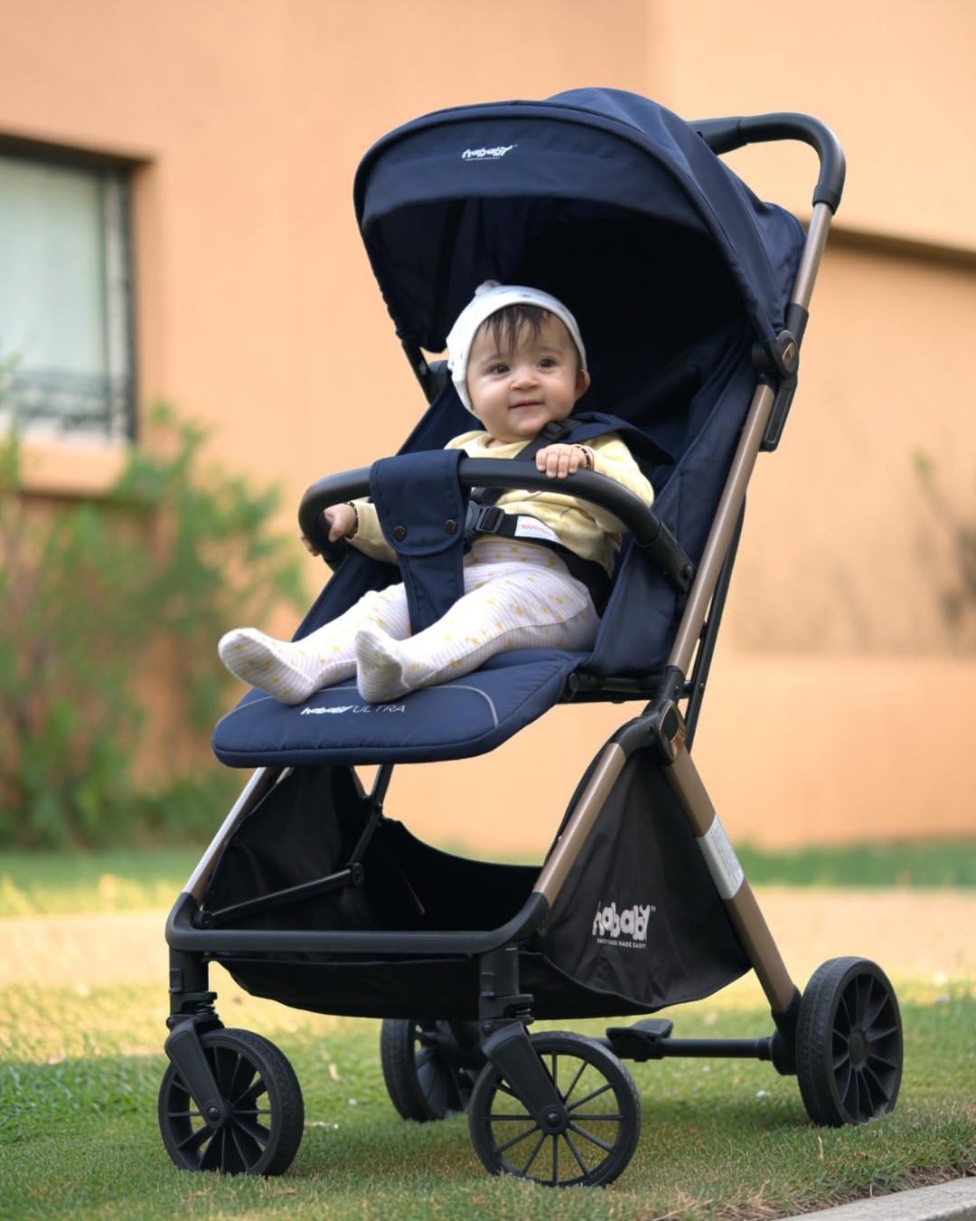 Hababy Ultra Baby Auto Folding Stroller (Blue) For 0-4 Years Foldable - Navbaby Gps - European Standard Certified - Lightweight Pram - Stroller For Airplane Travel - One Hand Fold - 360 Ninja Wheels-image-17