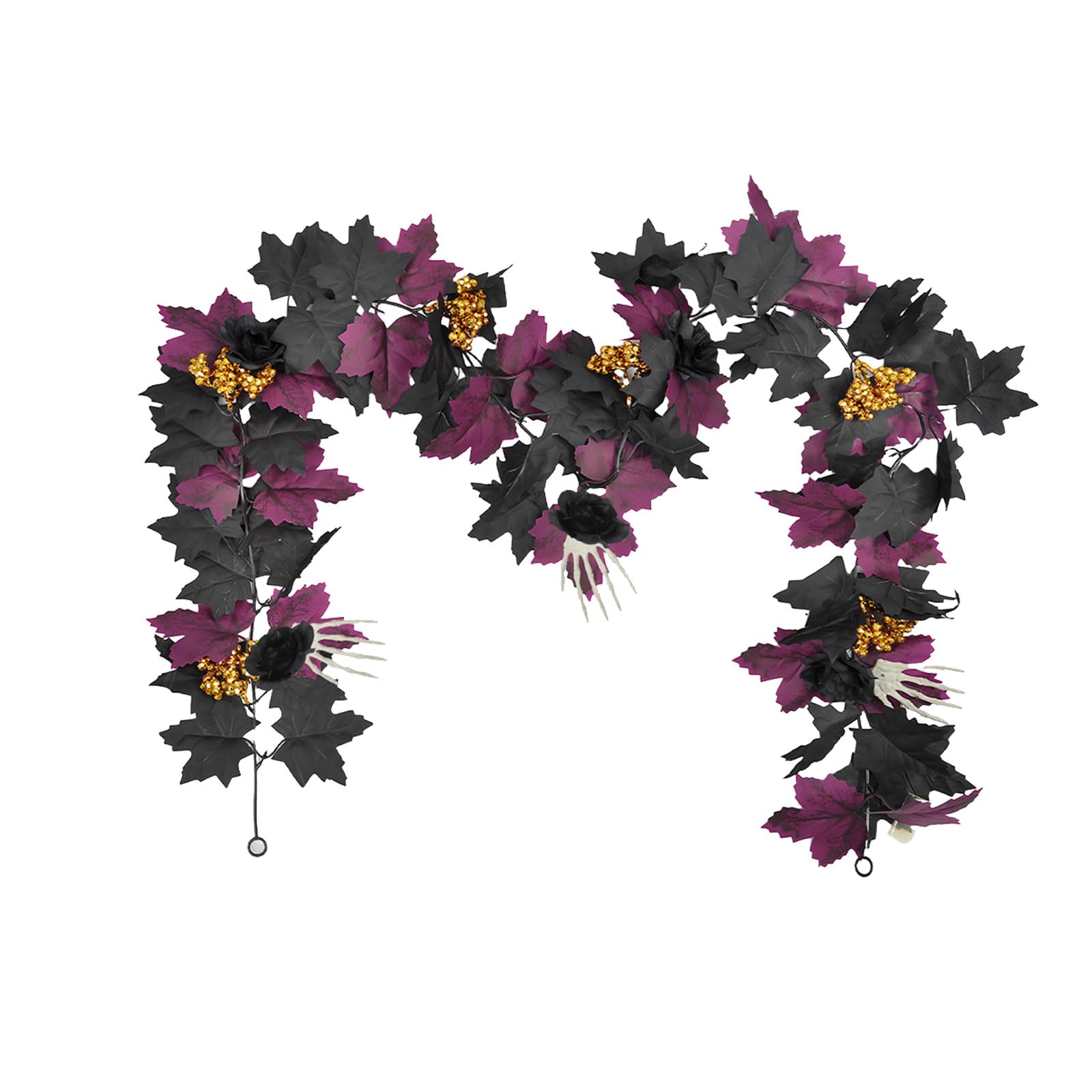 carotoe Artificial Maple Garland Bendable Fall Decor Silk Flowers for Halloween Thanksgiving Home Accent Bendable Silk Maple Garland Halloween Fall Home Decor with Artificial for Party