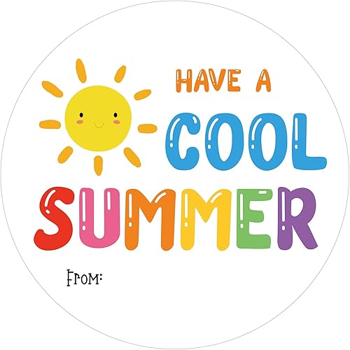 Anwyll Happy Summer Gift Stickers - Have A Cool Summer Name from Stickers 60Pcs 2Inch Hello Summers Seal Sticker Self-Adhesive End of School Year Sticker for Envelope Card Gift Summers Party Favor