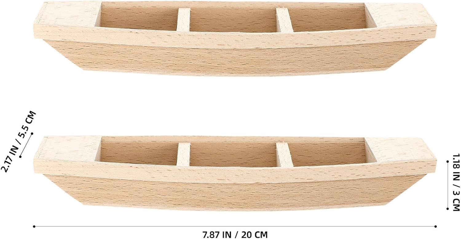 Alipis Wooden Boat Model Ornament 2 Pcs Unfinished Boat Decor 7.87 in Wooden Miniature Craft for Home Desktop Shelf Study DIY Painting Kids