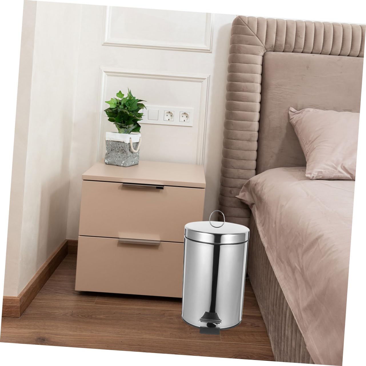 OUNONA Badezimmer Abfalleimer aus Edelstahl mit 5l Fassungsvermögen und Tretmechanismus Kompakter Mülleimer für Toilette und Jeden Raum im Zuhause