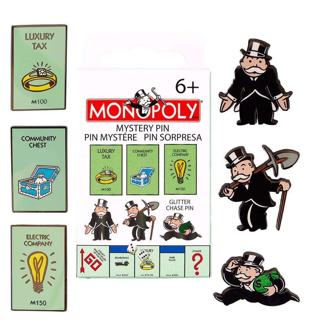 Loungefly Monopoly 90th Anniversary szpilki do pudełek w ciemno, Inne / mieszane, rozmiar uniwersalny