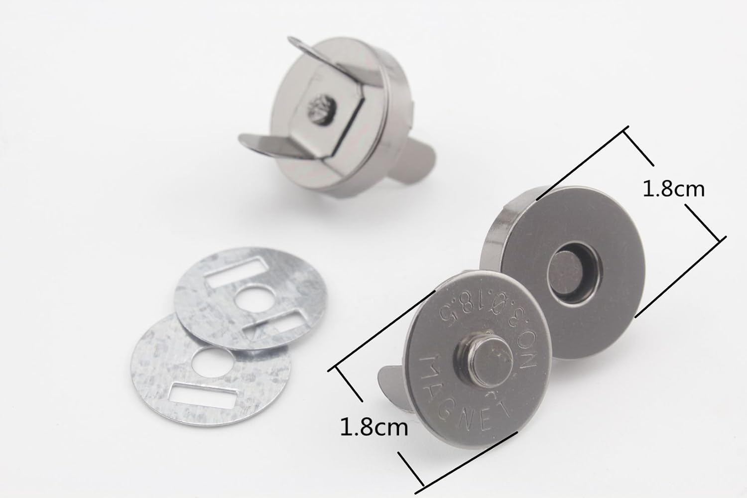 Round Magnetic Snaps Bag Button Purse Leather Closures for Sewing Purse Bag Clutch Wallet 3/4 Inch / 18mm Gunmetal F8