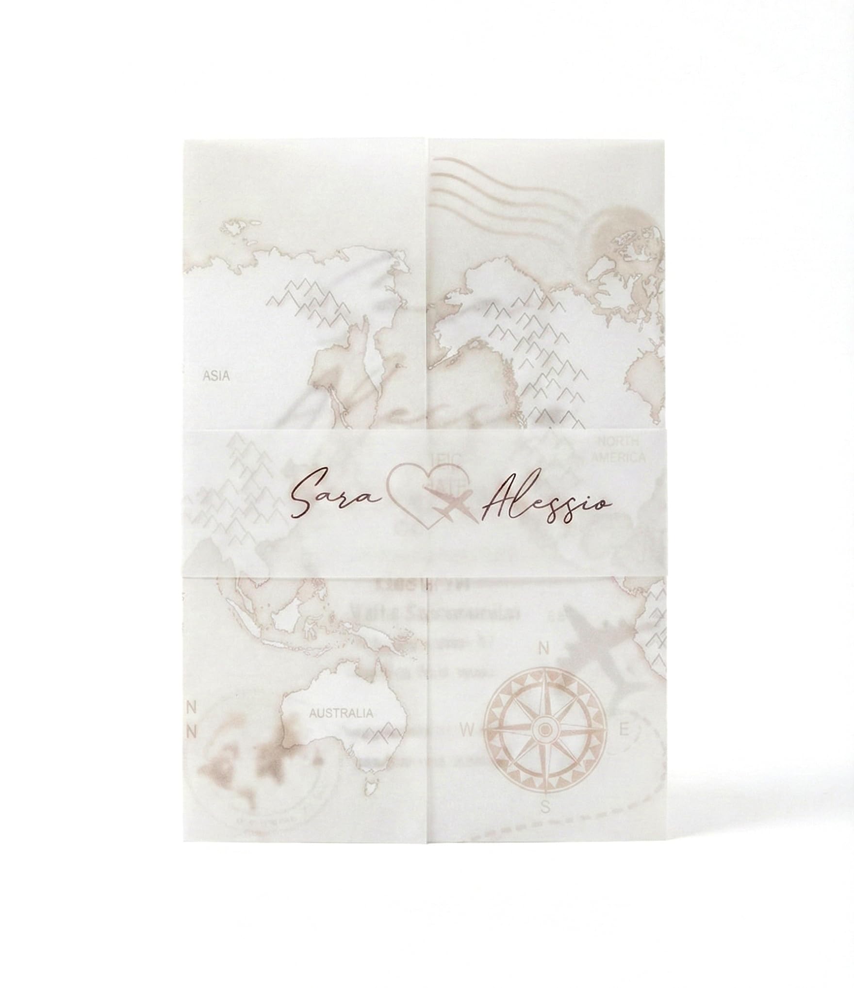 Partecipazioni matrimonio personalizzate vellum - inviti nozze con carta traslucida viaggio 10 pezzi