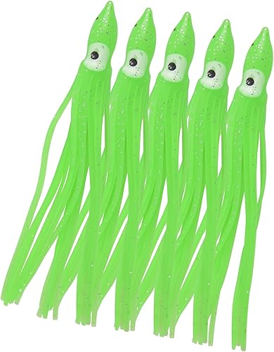 Miniatura 6 de Faldas de calamar de pesca, señuelos de pulpo, señuelos de pesca de plástico suave, cebo de calamar para agua salada, lubina, trucha de salmón