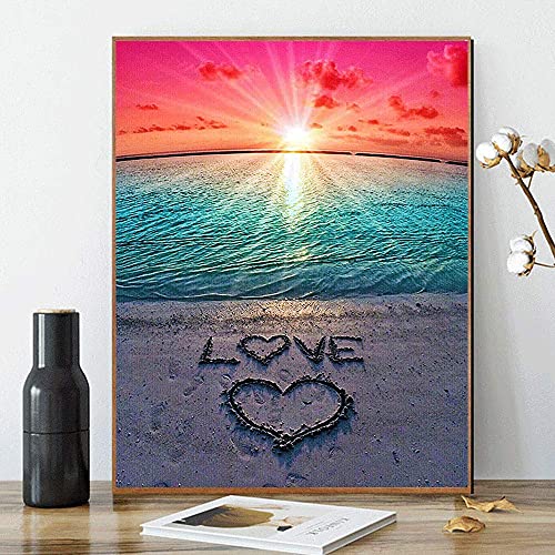 Kimily DIY Paint by Numbers Kit, Beach Sunset, Acrylic Painting for Adults & Kids, Wall Art Decoration