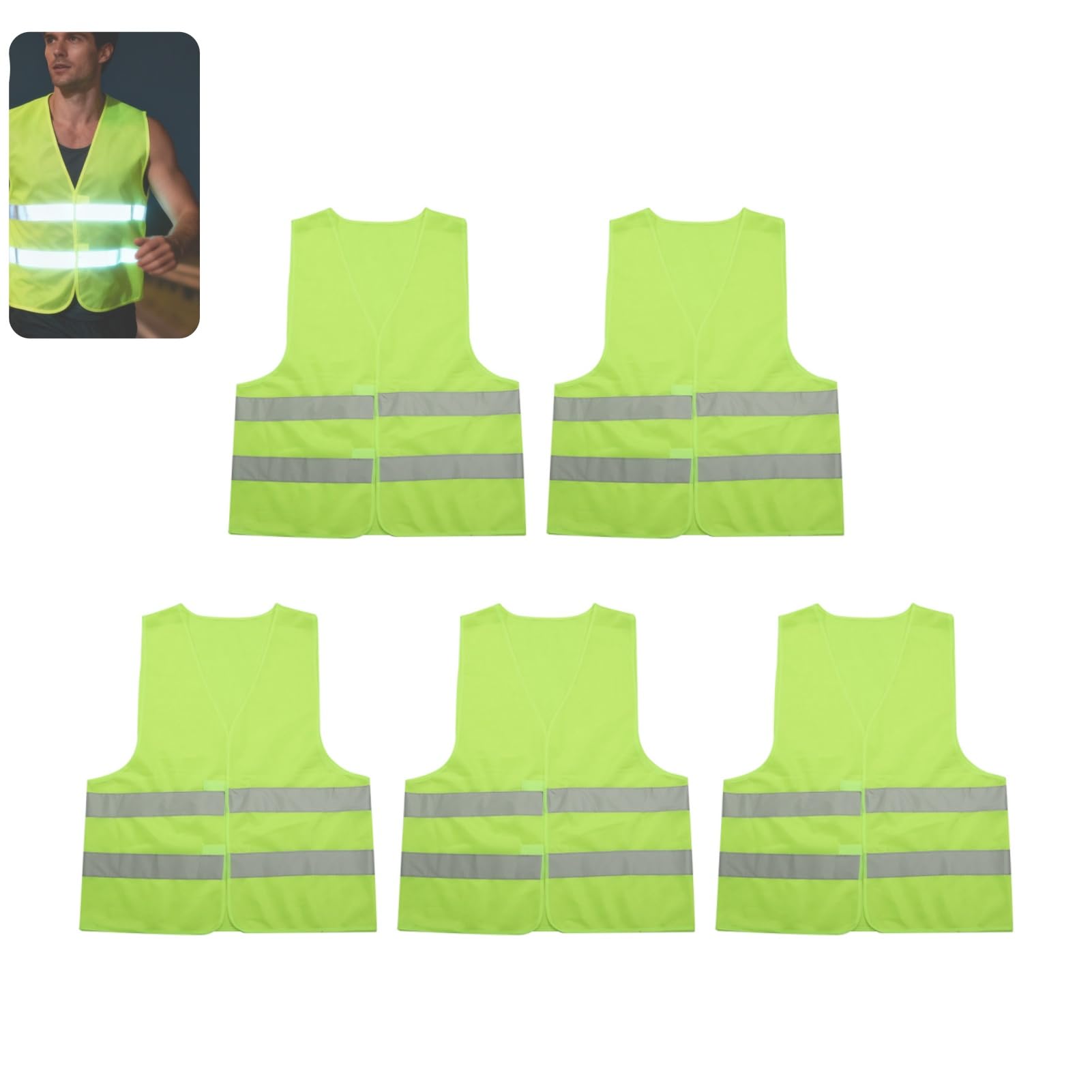 5pcs Hi Vis Vests,Reflective High Visibility Vest,Unisex Safety Hi Vis Jacket High-Visibility Gilet for Adult Men Women,Fit Traffic Work,Running,Surveyor,Security Guard Construction Vest(64x58cm)