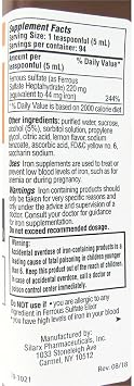 Ferrous Sulfate Elixir 220mg/5mL 16oz Bottle - 4 Pack