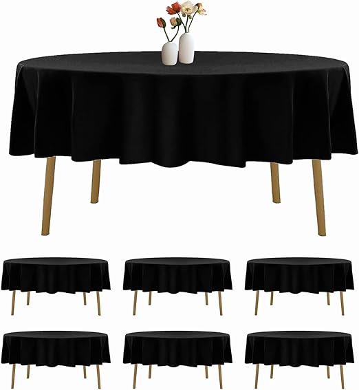 luccido 6 Pack Round Tablecloth 90 Inches Black Table Cloth