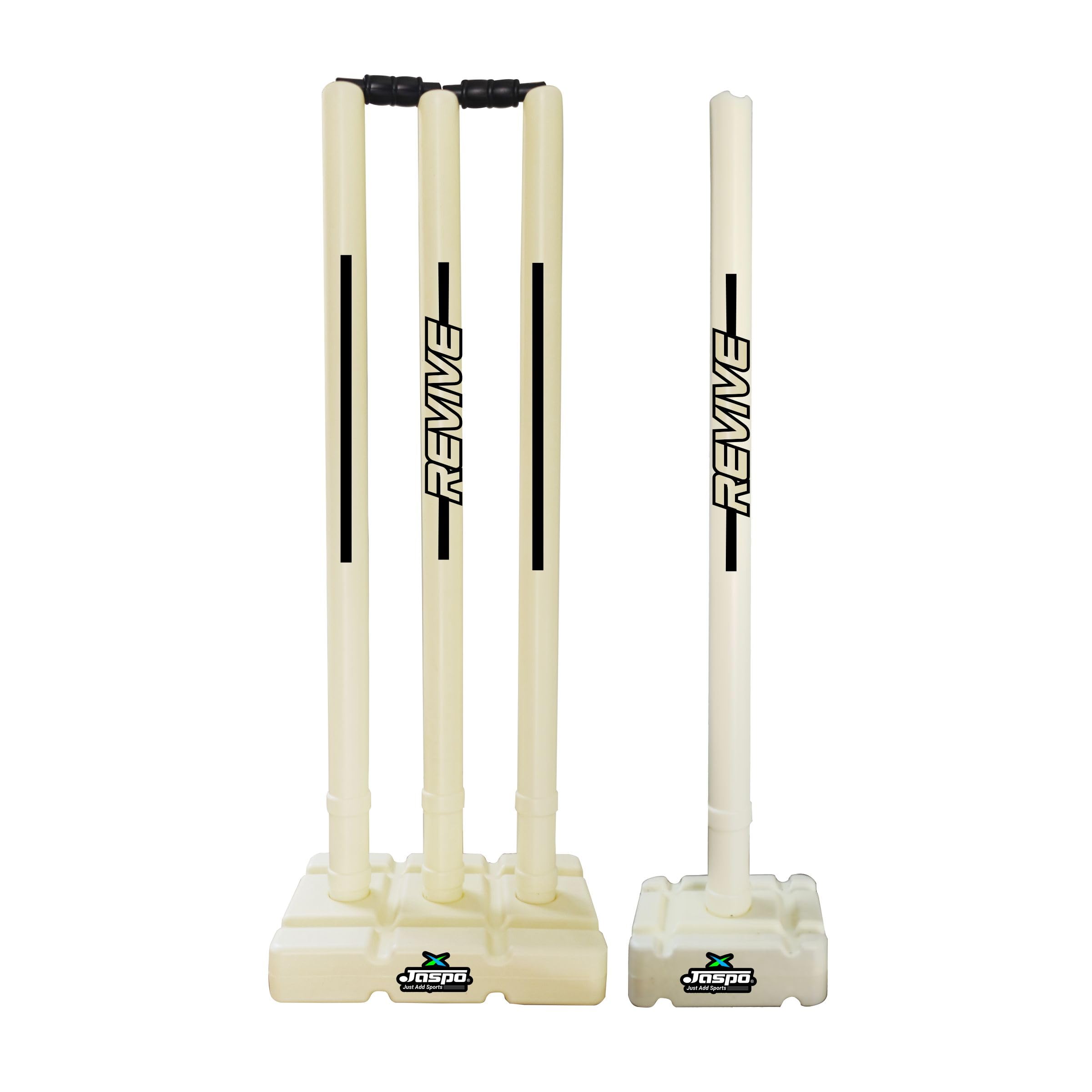 Jaspo Revive (World Cup Edition) Premium Plastic Stumps Set For All Ages- Ideal For Boys, Girls, And Adults- Durable And Fun Cricket Stump Set - Light White