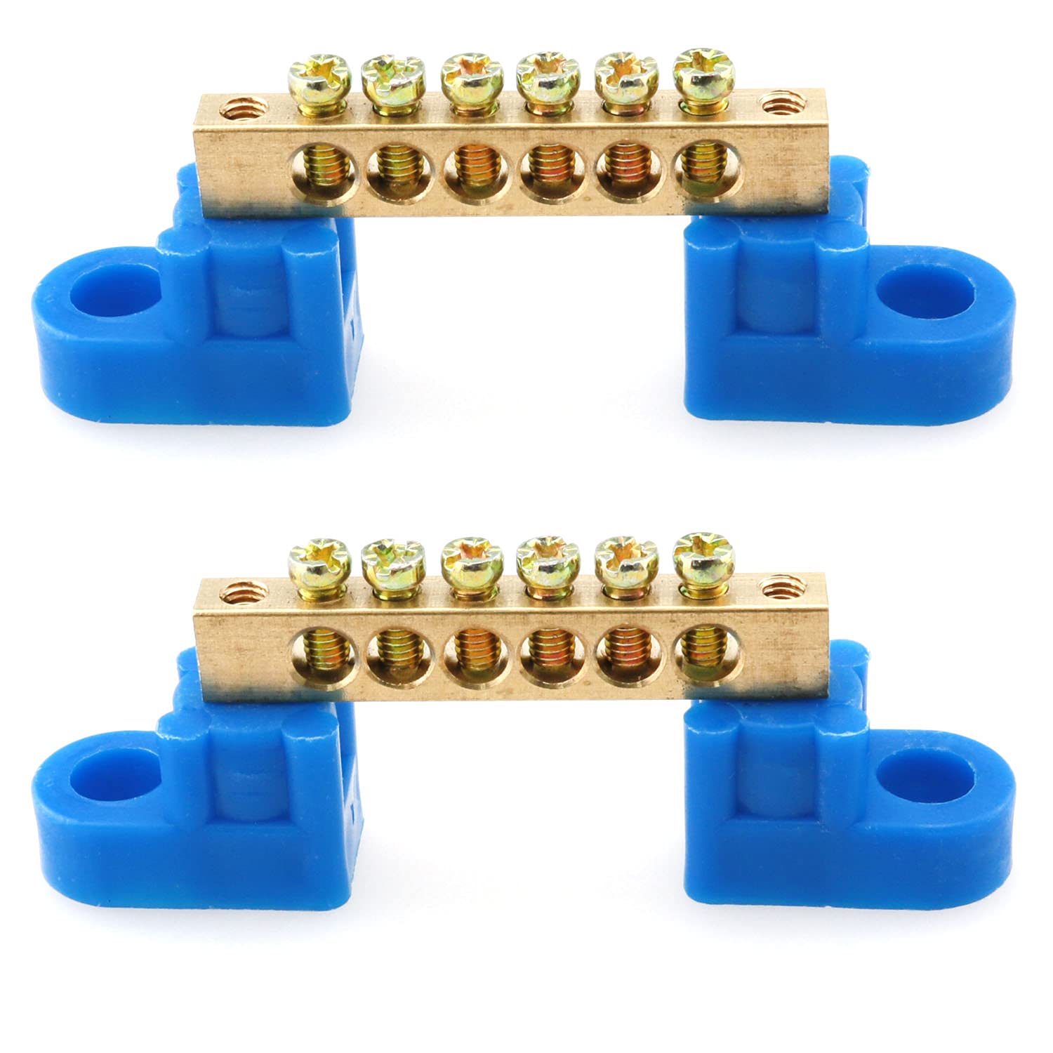 Buy ZZHXSM 2Pcs Terminal Bus Bar Block Brass Wire Screw Grounding Strip Bus Bar Block XP0609C 6P