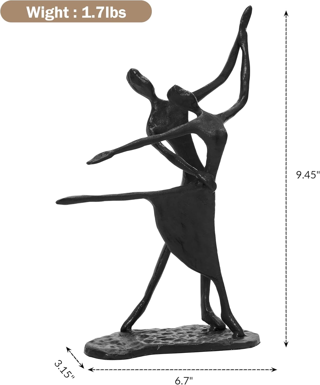 Hanna Roberts Couple Sculptures Cast Iron Gift for Anniversaries Wedding Birthday Valentines, Abstract Figurine Bookshelf Decor, Metal Statues Desktop Decoration - Image 2