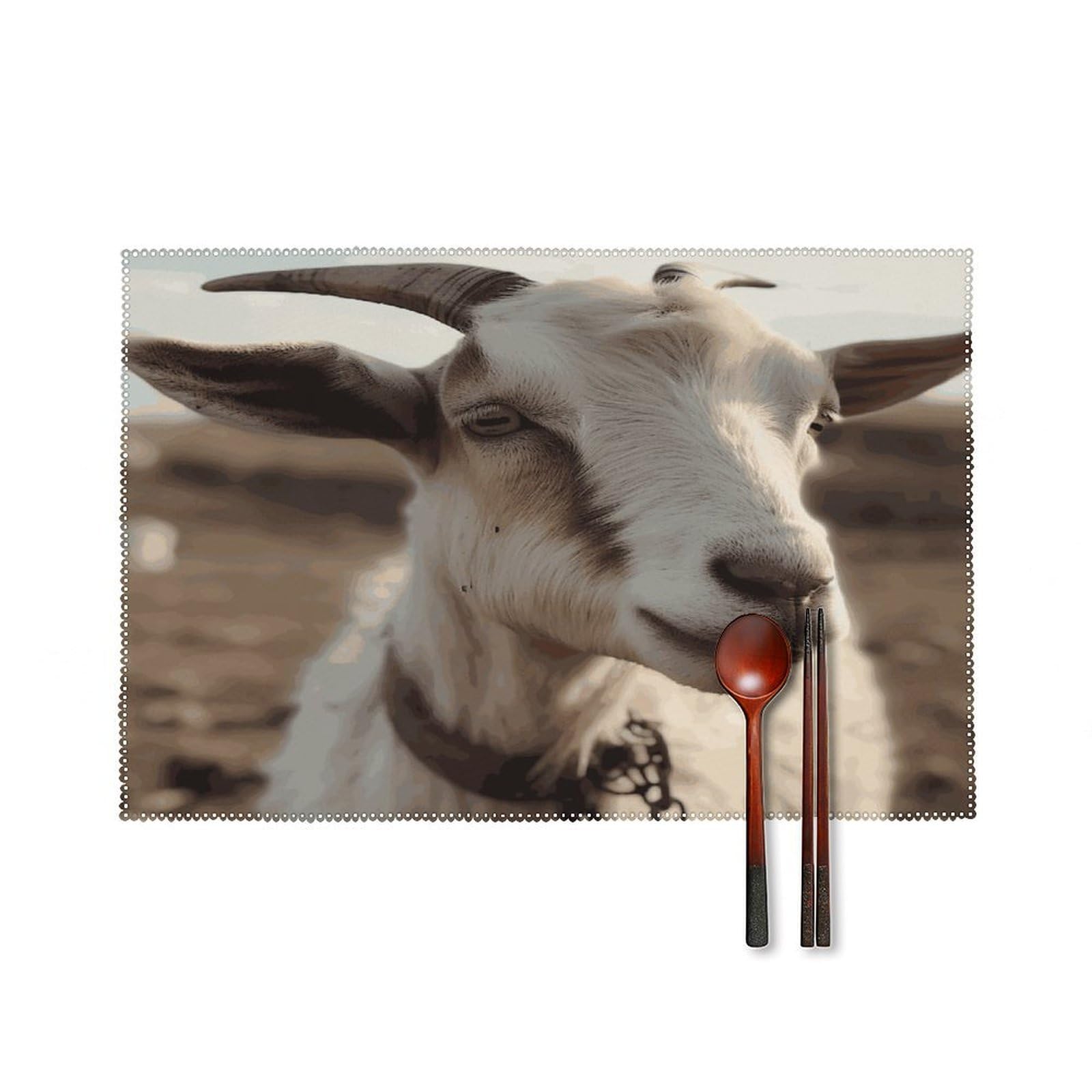 Fekiloot Style Goat On Hillside Placemats Set Of 6,Table Mat