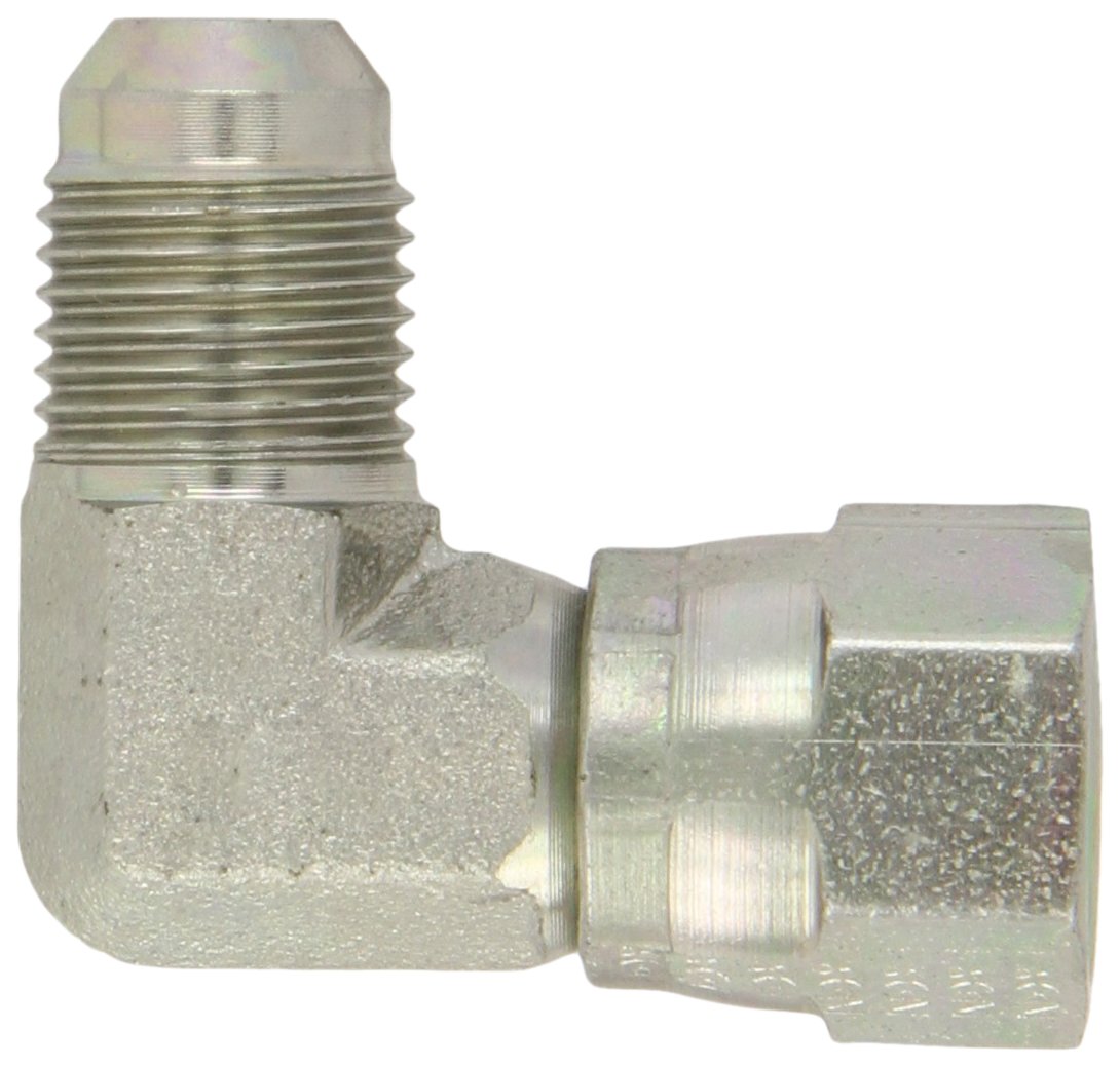 Eaton Aeroquip 2071-6-6S 90 Degree Swivel Nut Elbow, JIC 37 Degree End Types, Carbon Steel, 3/8 JIC(f) x 3/8 JIC(m) End Size, 3/8