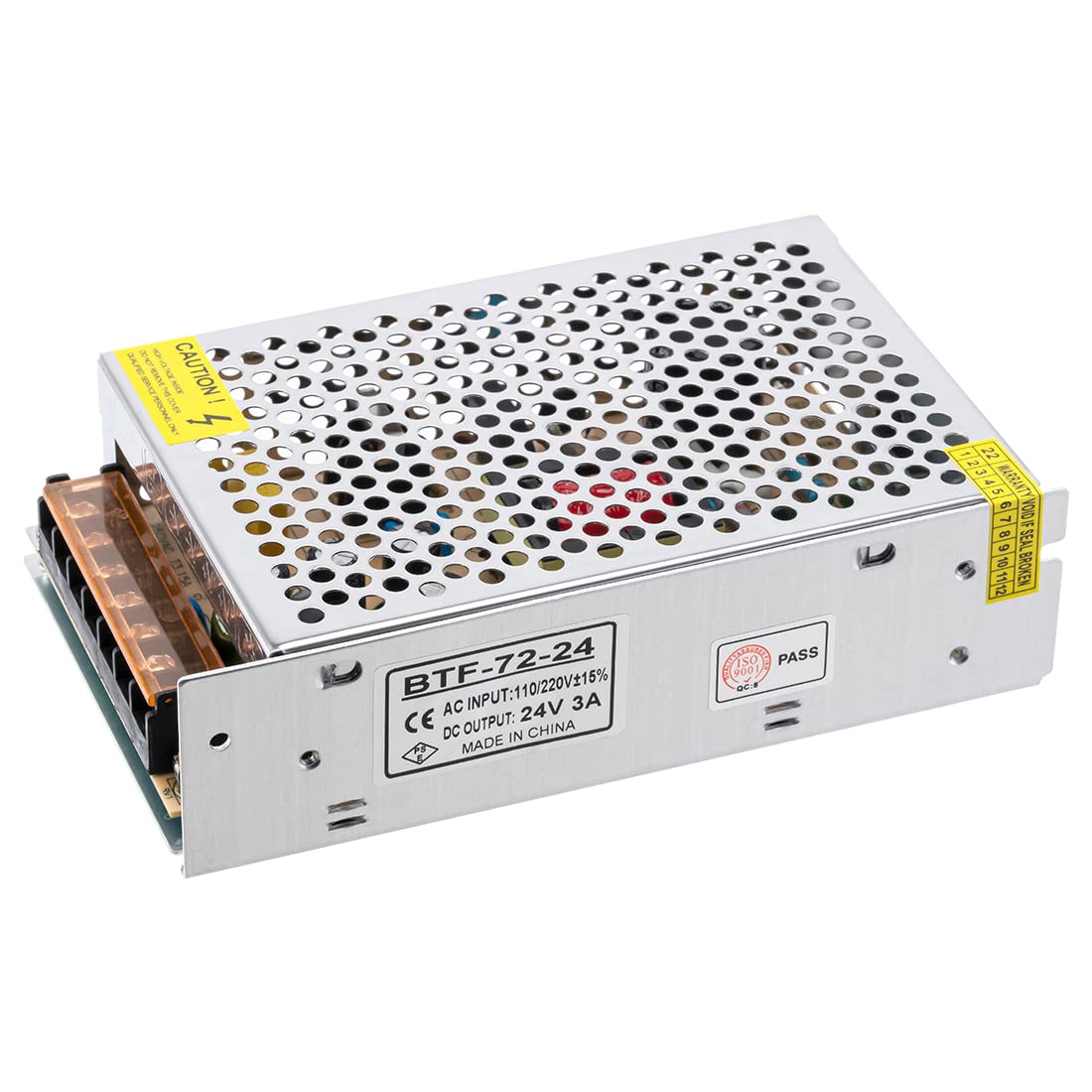 BTF-LIGHTING AC100-240V to DC24V3A Max72W Switching Power Supply Device Transformer Adapter Converter for LED Strip,String,LED Matrix,CCTV Camera,Security System,Radio,Cats