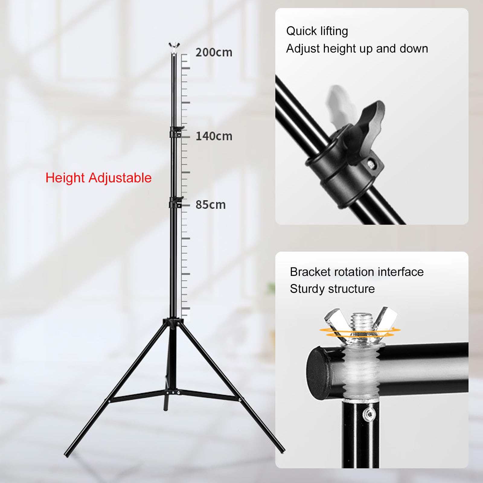 Haboke Kit De Fond Photo 2 En 1 – Support Double 2x2m + Fond Tissu 1,8x2,4m Gris Abstrait – Poche Roulante, Pinces Incluses