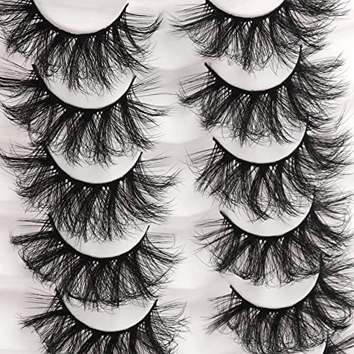 Fyonas False Lashes Dramatic 20Mm Super Fluffy Cosplay Faux Mink Eyelashes Criss-Cross Volume Reusable 7 Pairs Eye Lashes Set Pack #TOP5