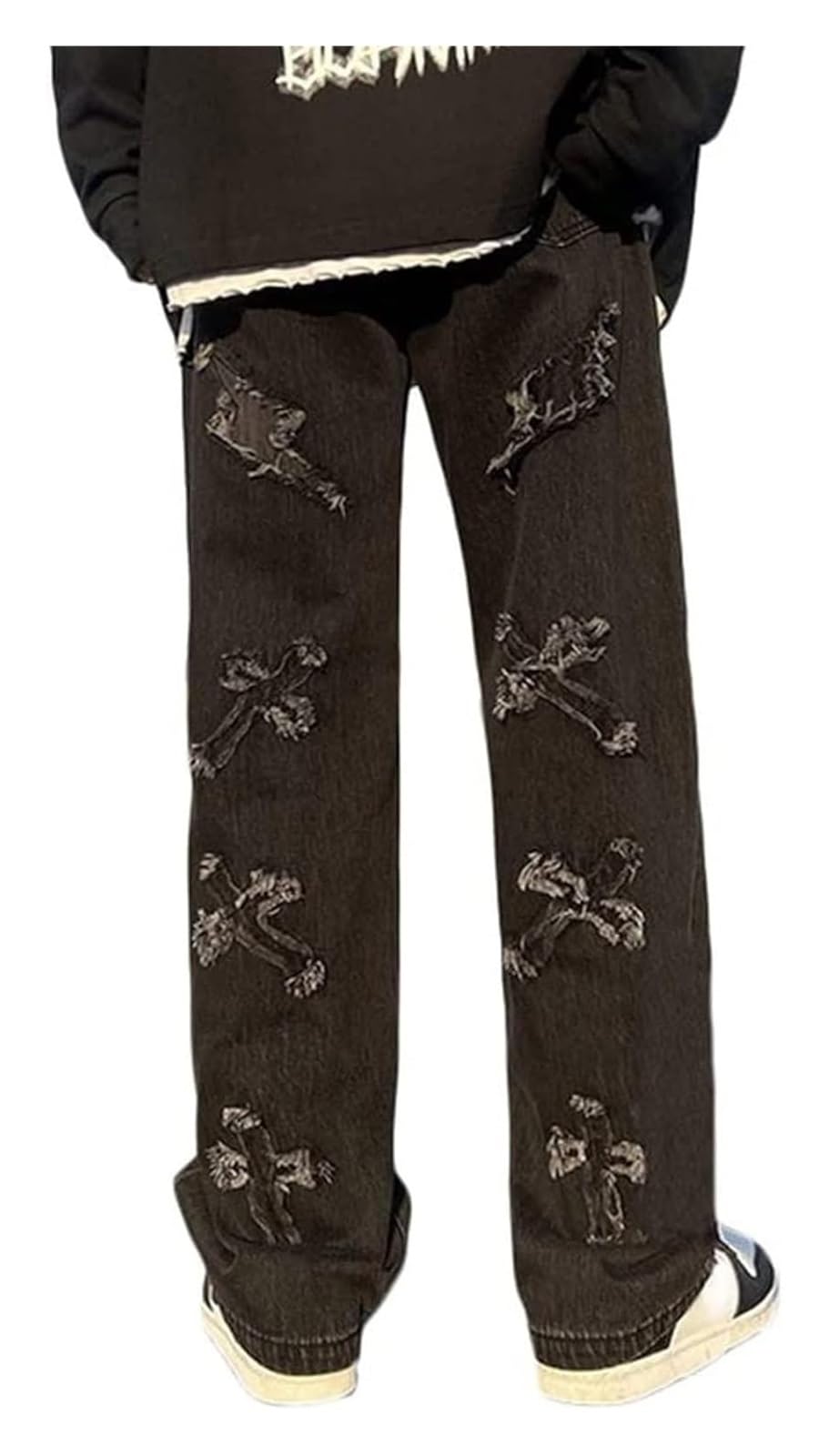 SIYAN Y2k męskie luźne dżinsy męskie hip-hopowe spodnie jeansowe proste dżinsy High Street Streetwear spodnie dżinsowe spodnie z szerokimi nogawkami vintage Y2K proste nogawki Streetwear