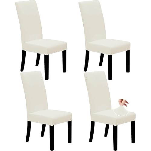 Easy-Going Dining Chair Covers Stretch Dining Room Chair Covers Set of 4, Parsons Chair Slipcovers for Dining Room, Ceremony, Banquet, Ivory
