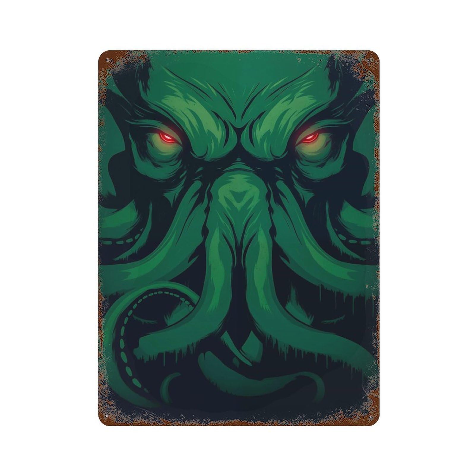 Cthulhu Is Watching You Rust Effect Tin Sign 15.7"x11.8", Ideal for Farmhouse, Kitchen And Entryway Decor