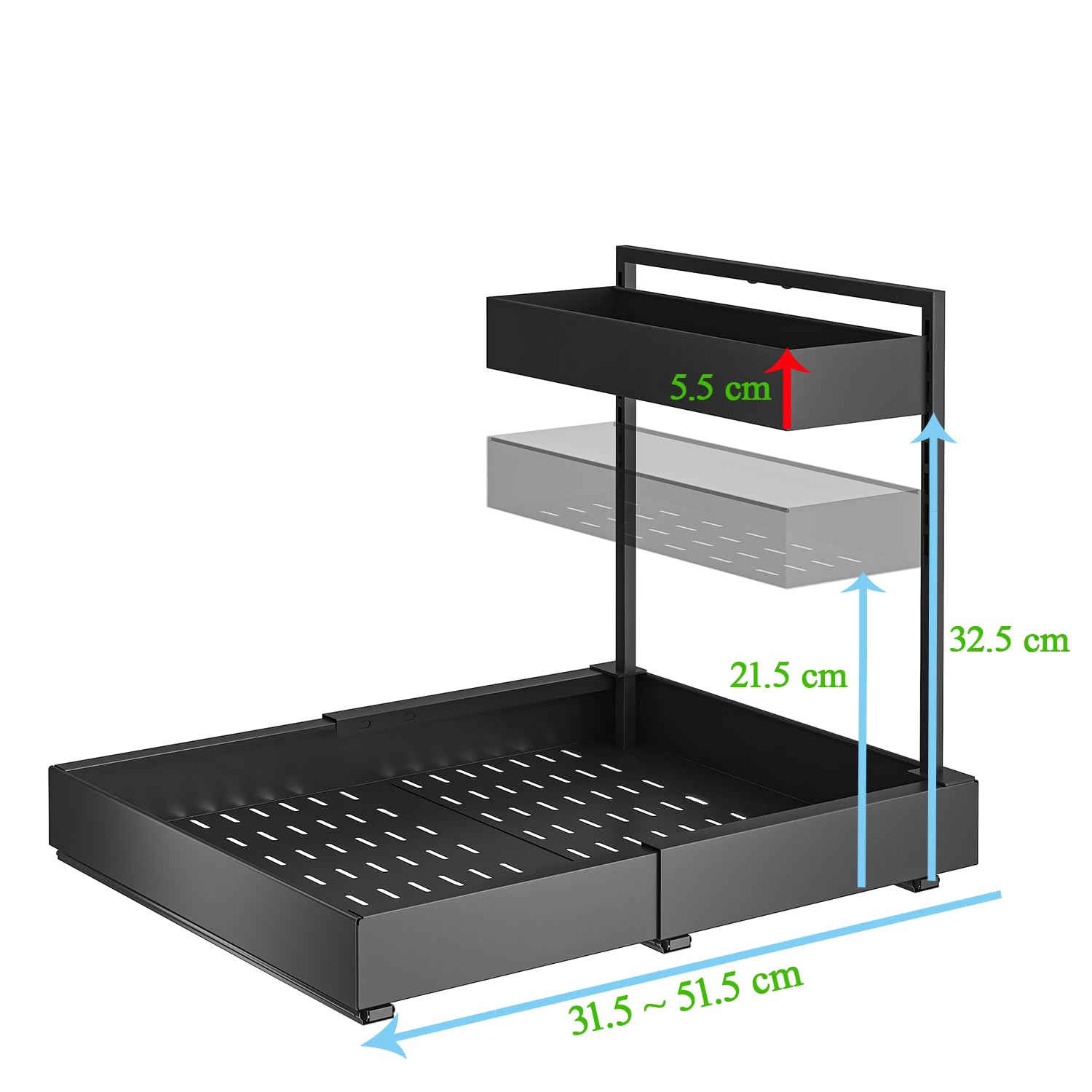 YunNasi Organizer Sottolavello Espandibile a 2 Livelli, Bianco | Cassetti e Cestelli Estraibili, Organizzatore Multiuso per Cucina, Bagno, Armadio, Credenza