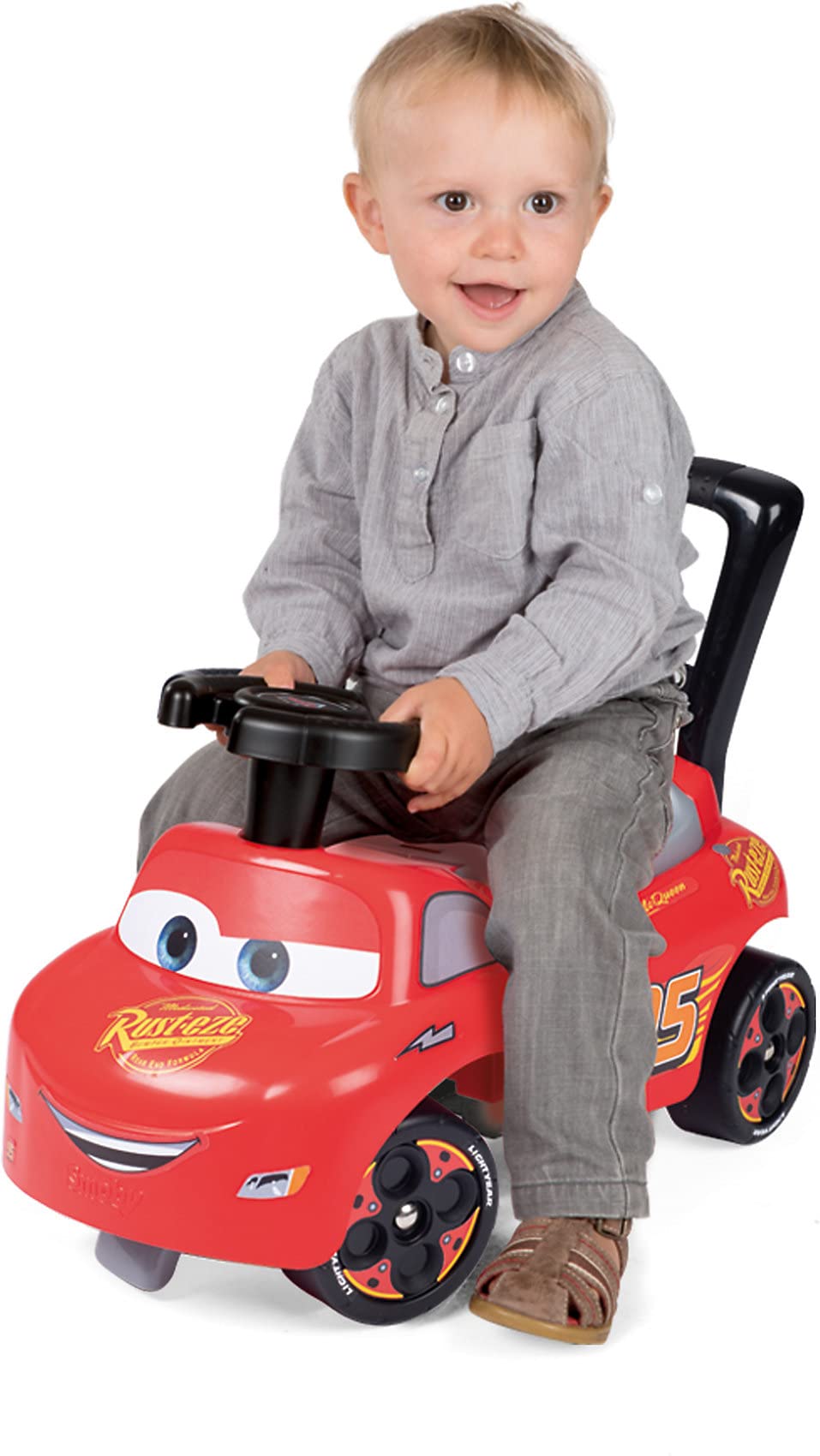 Smoby- Disney Cars prima auto, 7600720534, +10 mesi, con fermi antiribaltamento, rosso