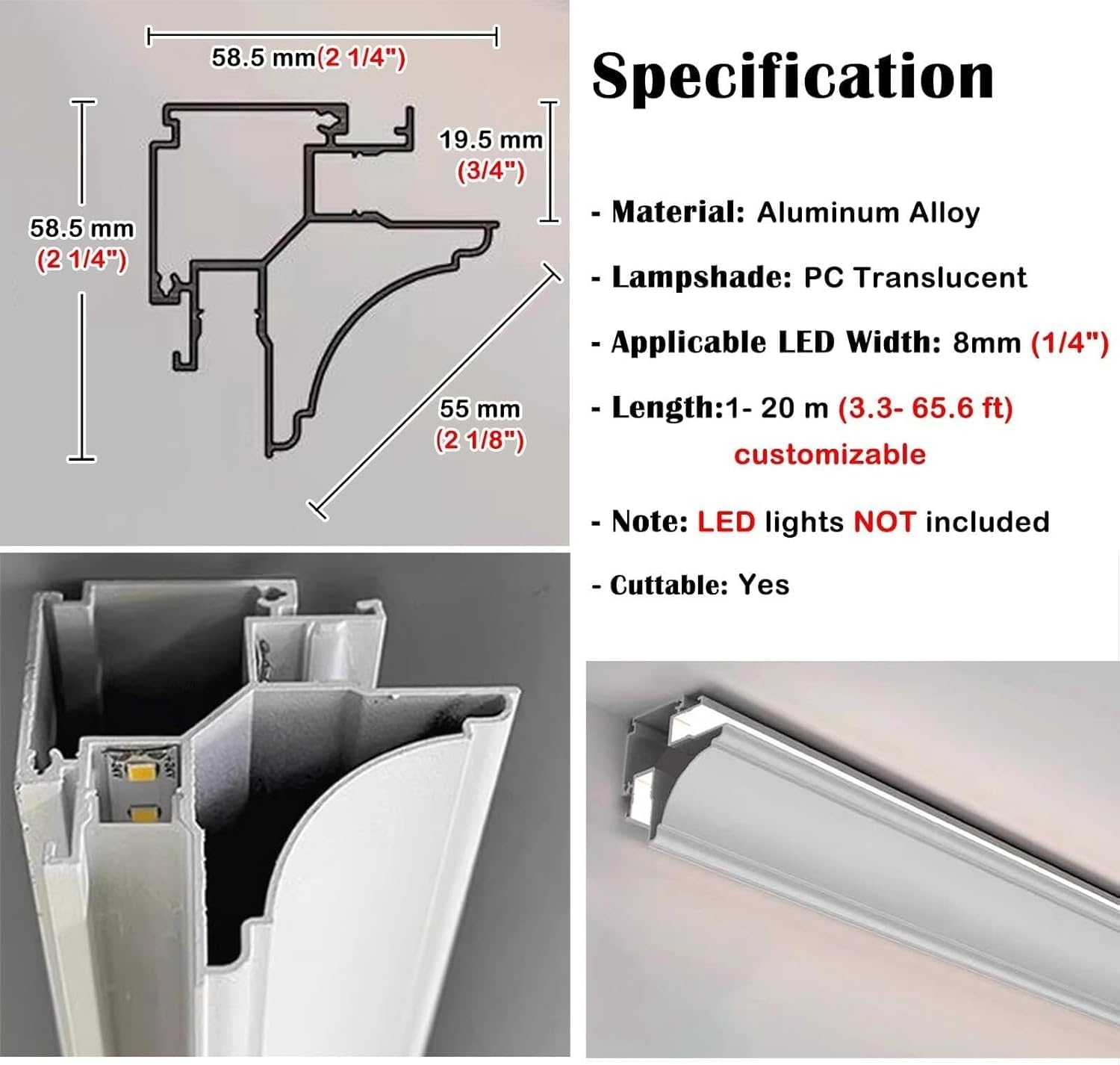 Wkładki sufitowe LED z podwójnym kanałem świetlnym do profili aluminiowych - pośrednie rozwiązanie oświetleniowe