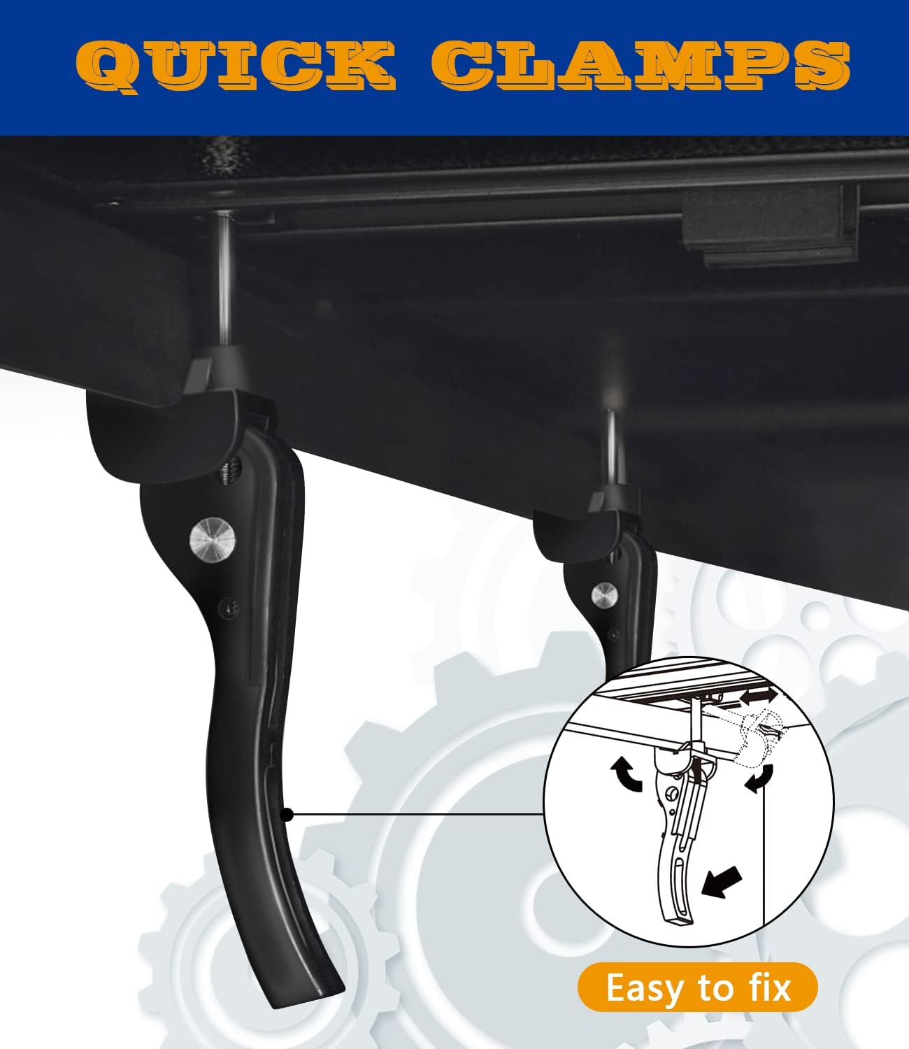 Universal Replacement Parts for Hard Folding or Soft Folding Tonneau Cover - 4PCS Rear Clamp