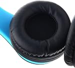 Casque stéréo sans fil PowerLocus Bluetooth circum-aural pliable, casques filaires avec réduction de bruit et microphone intégré pour iPhone, Samsung, LG, iPad (Noir/Bleu)