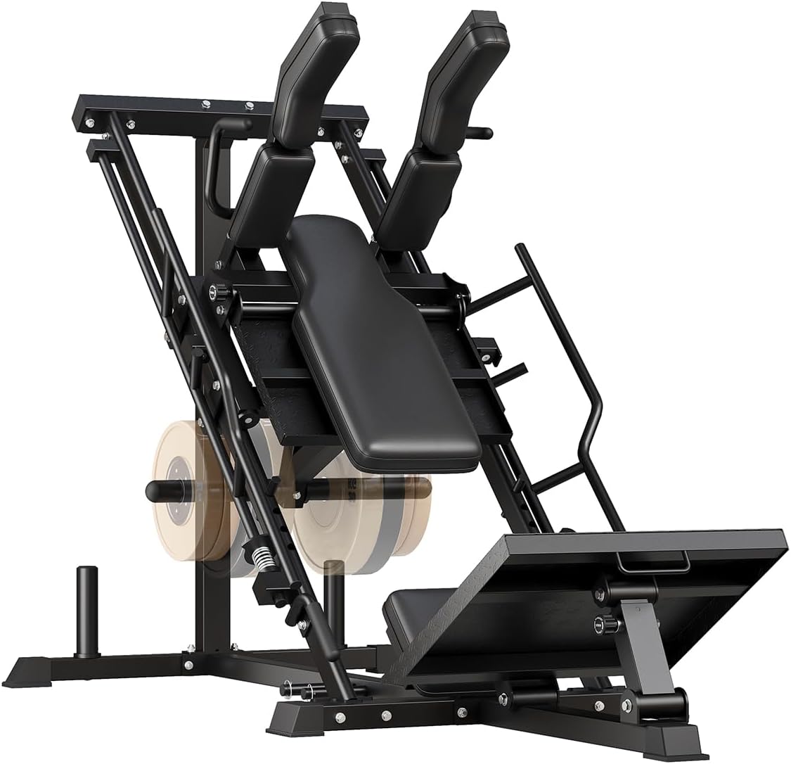 3-in-1 Leg Press Hack Squat Machine, Professional Leg Press Machines for Home Gym with Weight Storage Posts, Multifunctional Workout Equipment for Lower Body Strength Training, Black