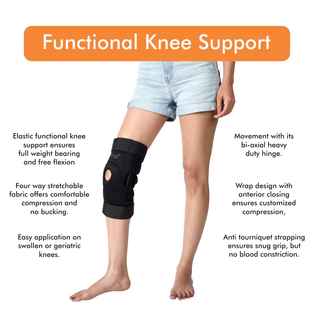 AccuSure Bi-Axial Heavy Duty Functional Knee Support for Muscle Joint Protection, Post-Operative Pain Relief, Strains and Arthritis (XL) 3