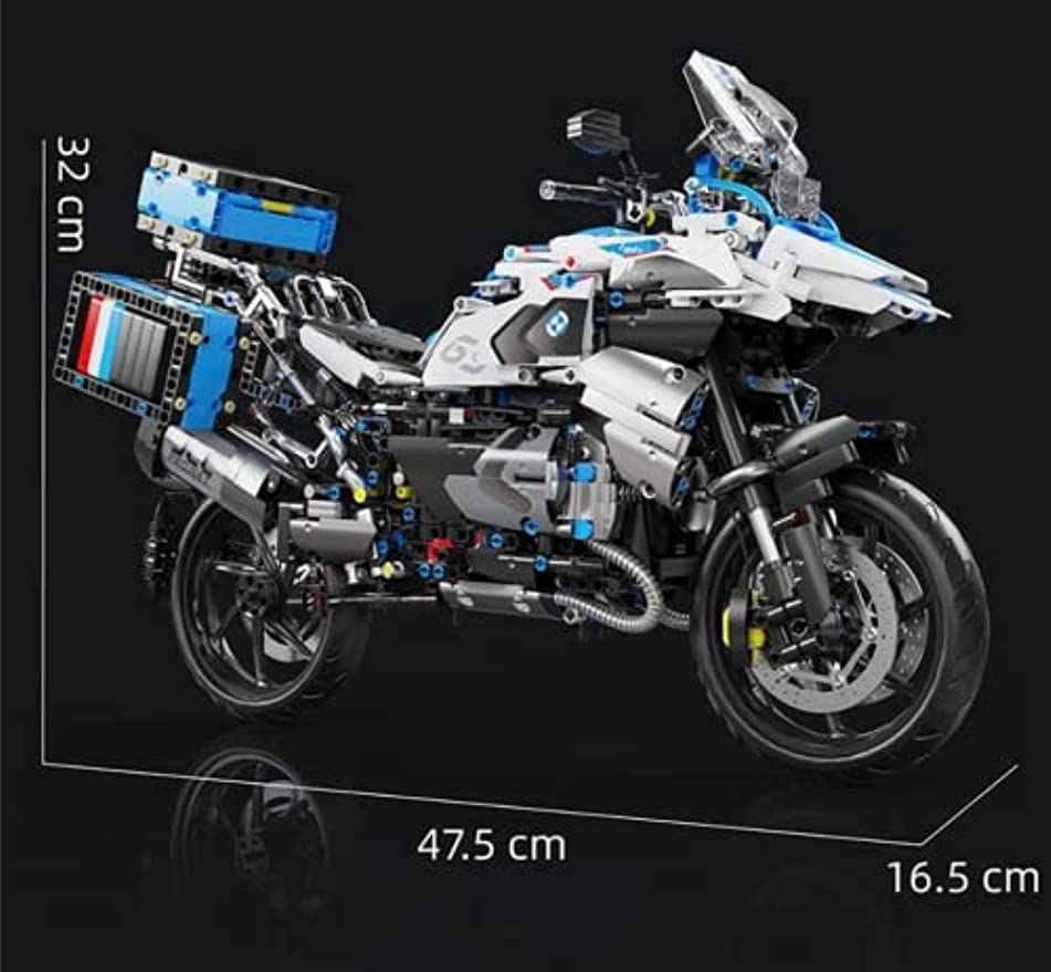 Technik Motorrad Bausteine für R1250 GS, 1:5 Supermotorrad Modell 2369 Klemmbausteine Technik Rennen Motorrad Geländemotorrad Bausatz MOC Motorrad Set Kompatibel mit Lgo Technic
