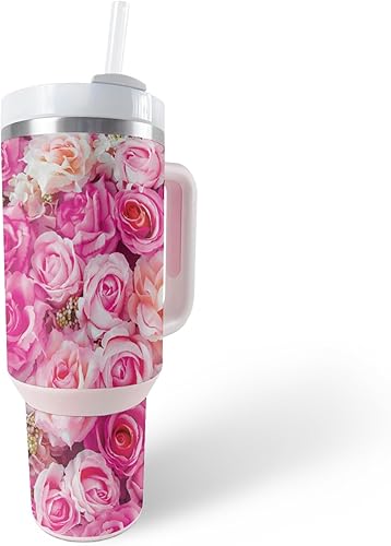 MightySkins Skin - Vaso de vinilo compatible con Stanley The Quencher H2.0 FlowState de 40 onzas, Bed of Roses, funda protectora, duradera y única,
