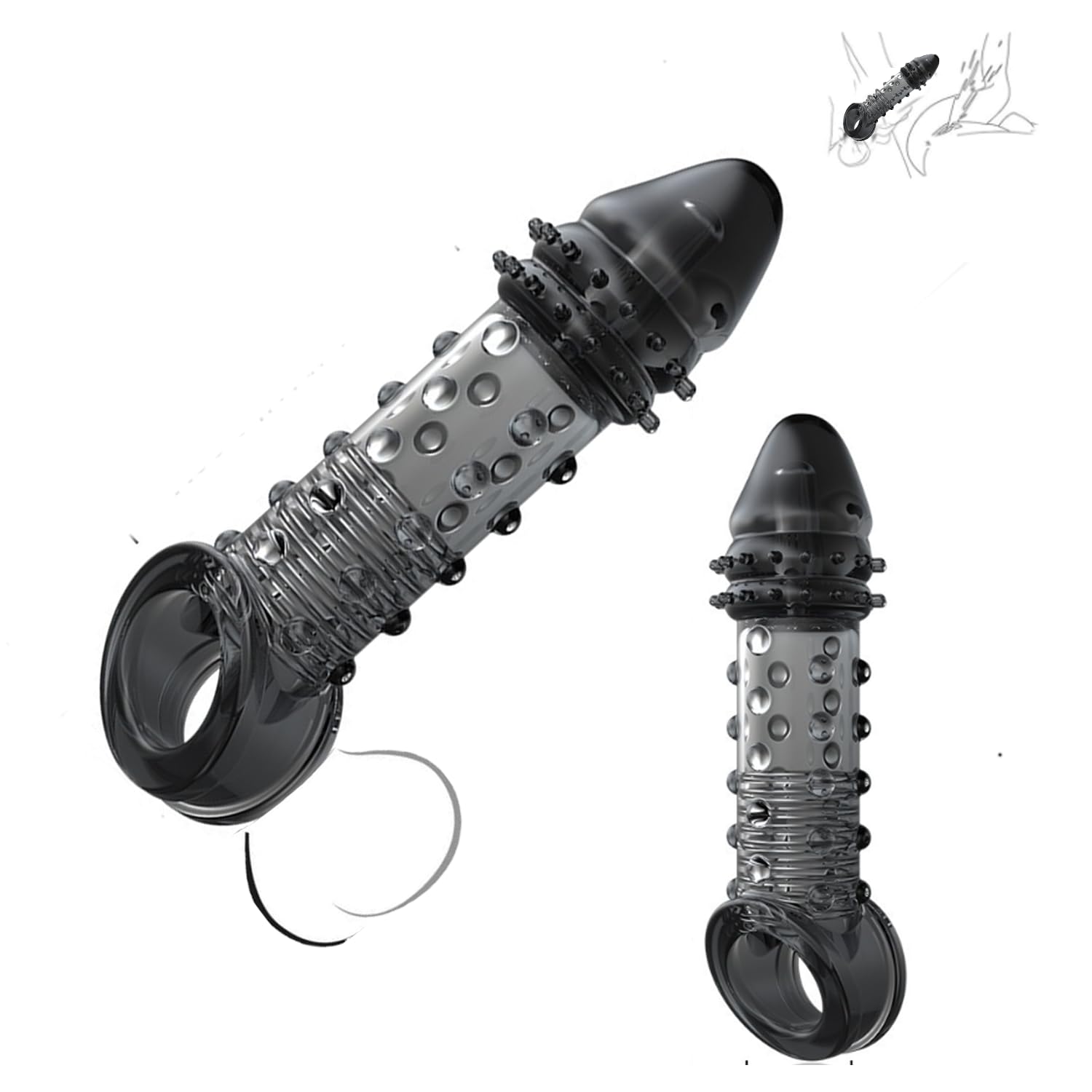 Penis Sleeve Penis Ring Male Sex Toy Reusable Penis Pump Cock Sleeve with Multi-Stage Design Stimulation Spiral Penis