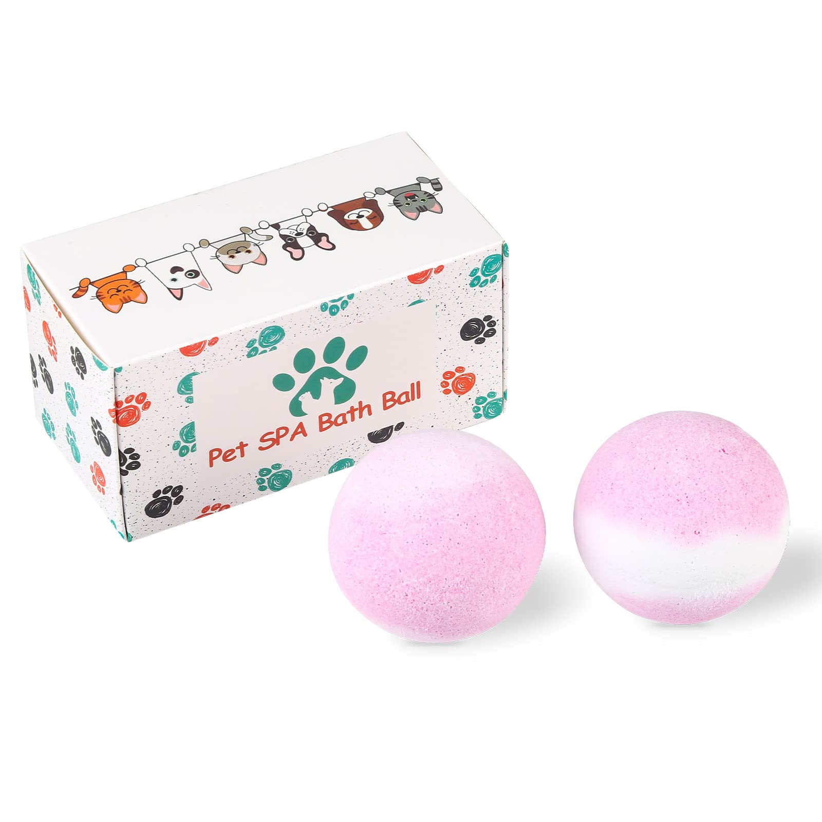 2x80g Dog Bath Bomb Set Pet Grooming Bubble Bath, Natural Bath Bombs Organic Sea Salt Bath Ball Set Pets Shampoo Bathbombs Cleaning Moisturizing Relaxing for Smelly Dogs Cats