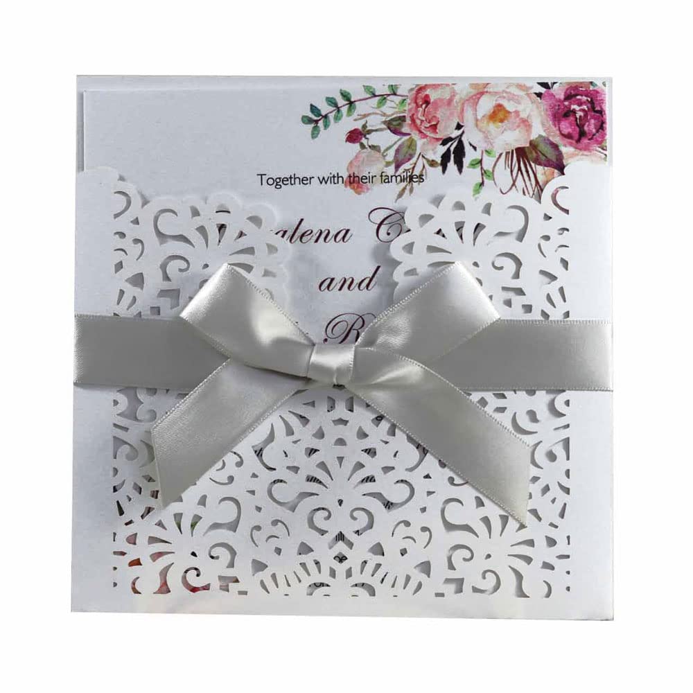 Invitation de mariage en dentelle blanche pour une réception romantique bohème chic