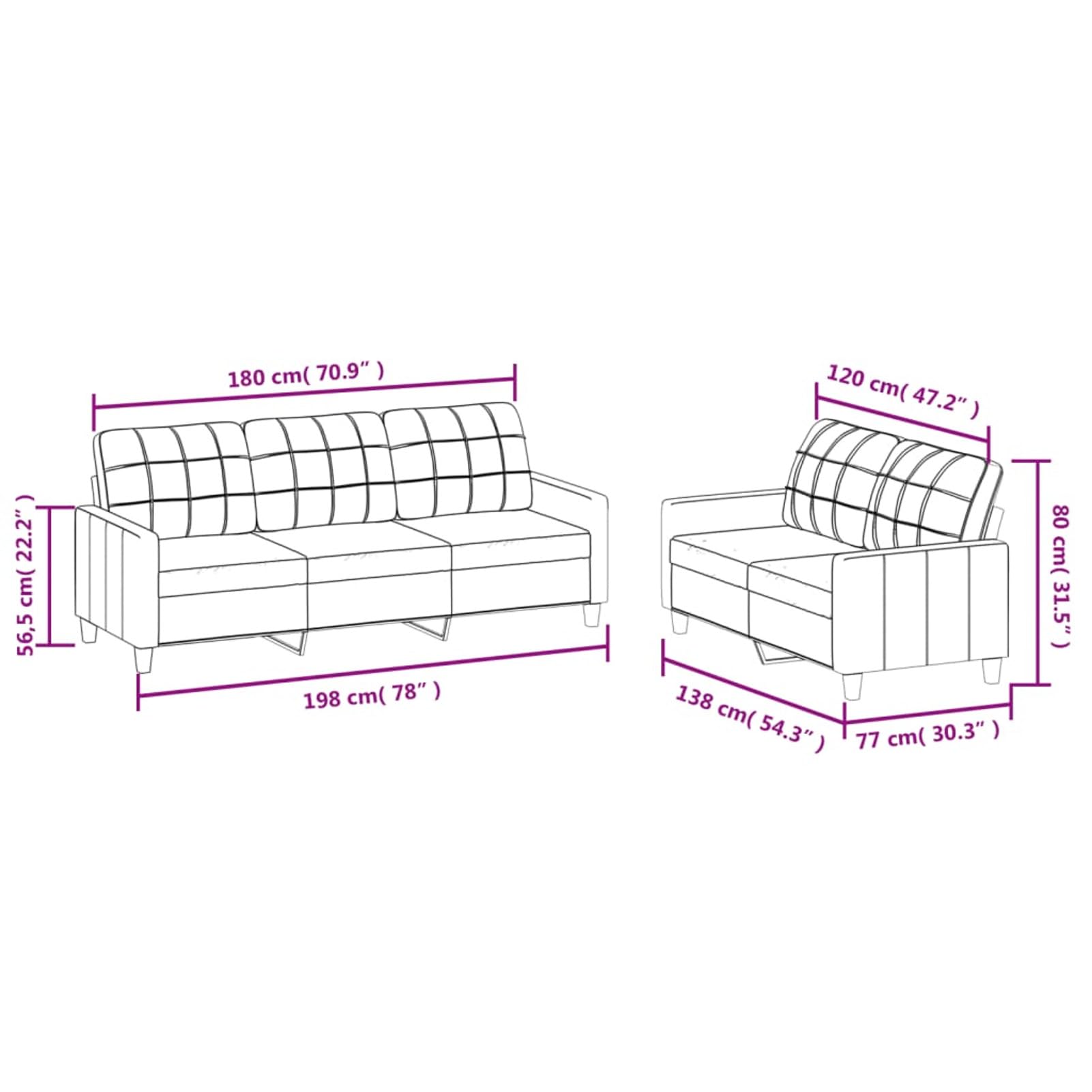 2-tlg. Sofagarnitur mit Kissen Cappuccino-Braun Kunstleder, Sofa Mit Relaxfunktion, Couchgarnitur, Wohnzimmer Sofa, Couch, Sofa Set 3201382