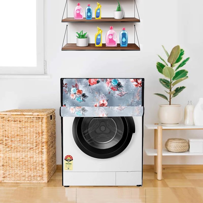 Image of PVC Fully Automatic Front Load Washing Machine Cover Compatible For IFB 7 Kg, 7.5 Kg, 8 Kg, 8.5 Kg, 9 Kg Dimension 62 D X 64 W X 86 H Centimeters, Grey.