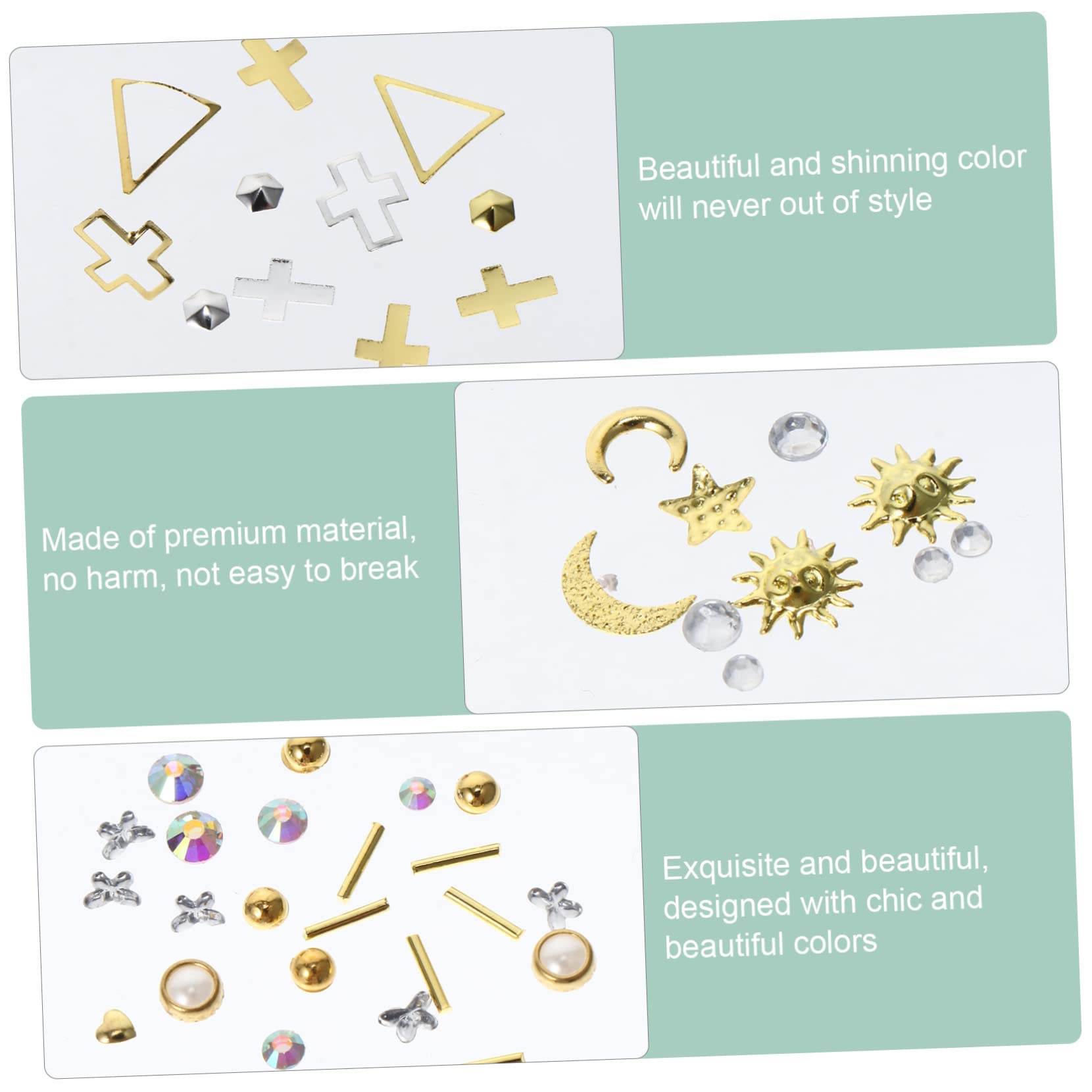 3 Set Decorazioni Per Unghie Dorati Ciondoli Per Nail Art Te Accessori Manicure Eleganti E Facili Applicare Per Principianti E Professionisti 9 Scatole*3