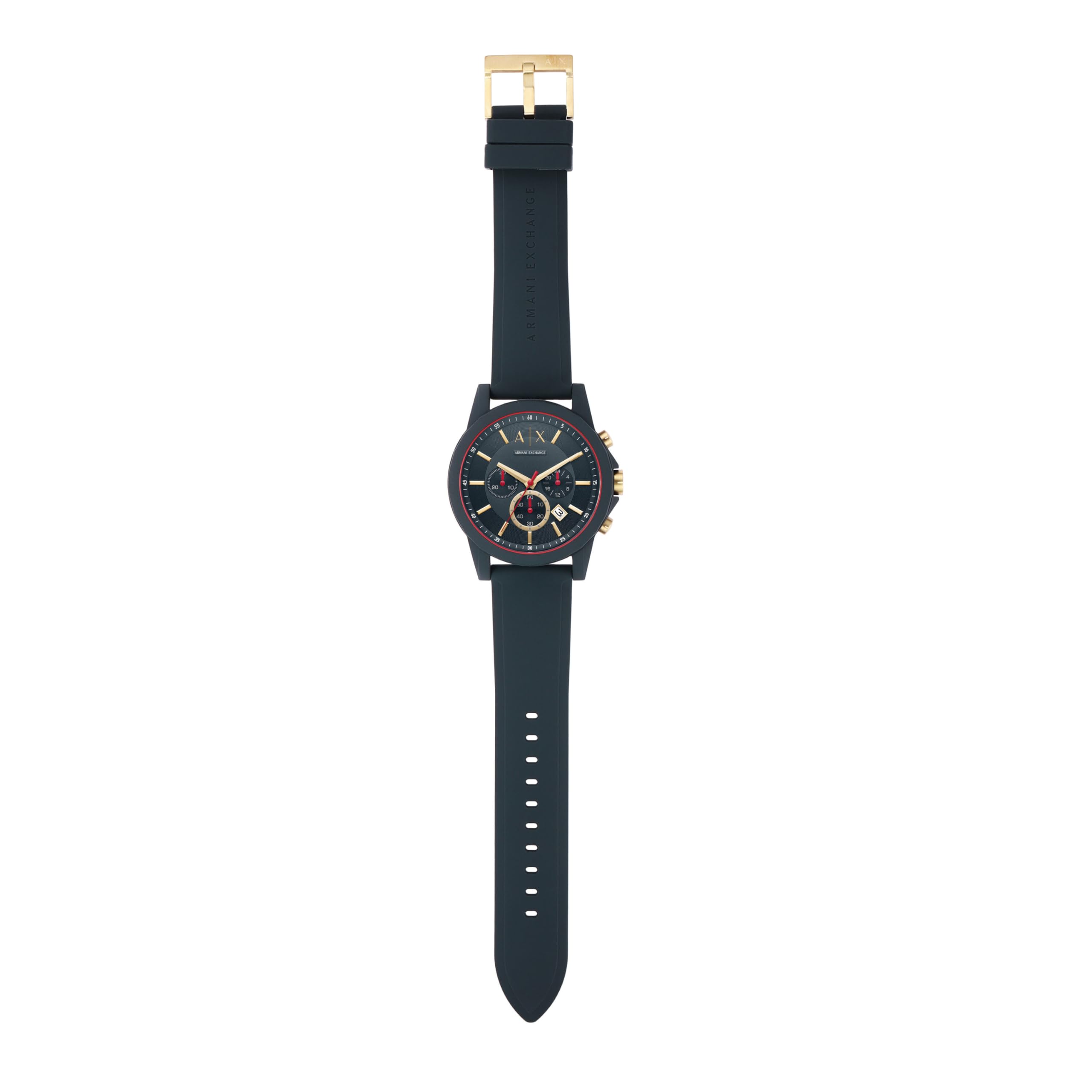 Armani Exchange Herren-Chronograph, Silikonuhr, 44 mm Gehäusegröße