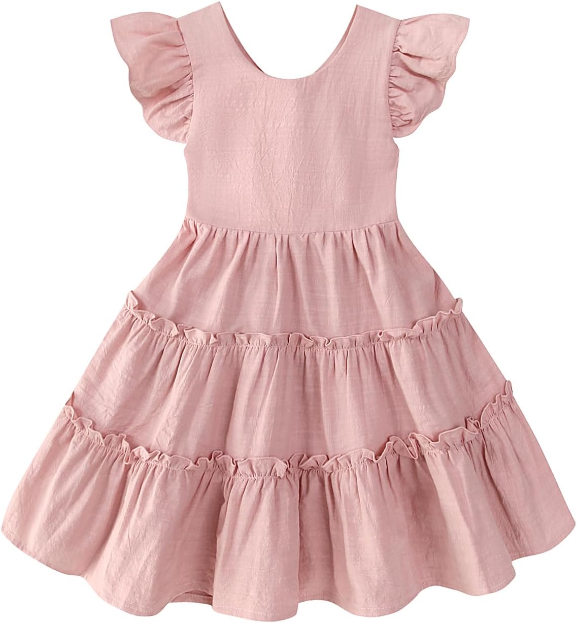Toddler Girls Dress Ruffle Backless Sleeveless Kids Casual Party Dresses Summer Beach Sundress