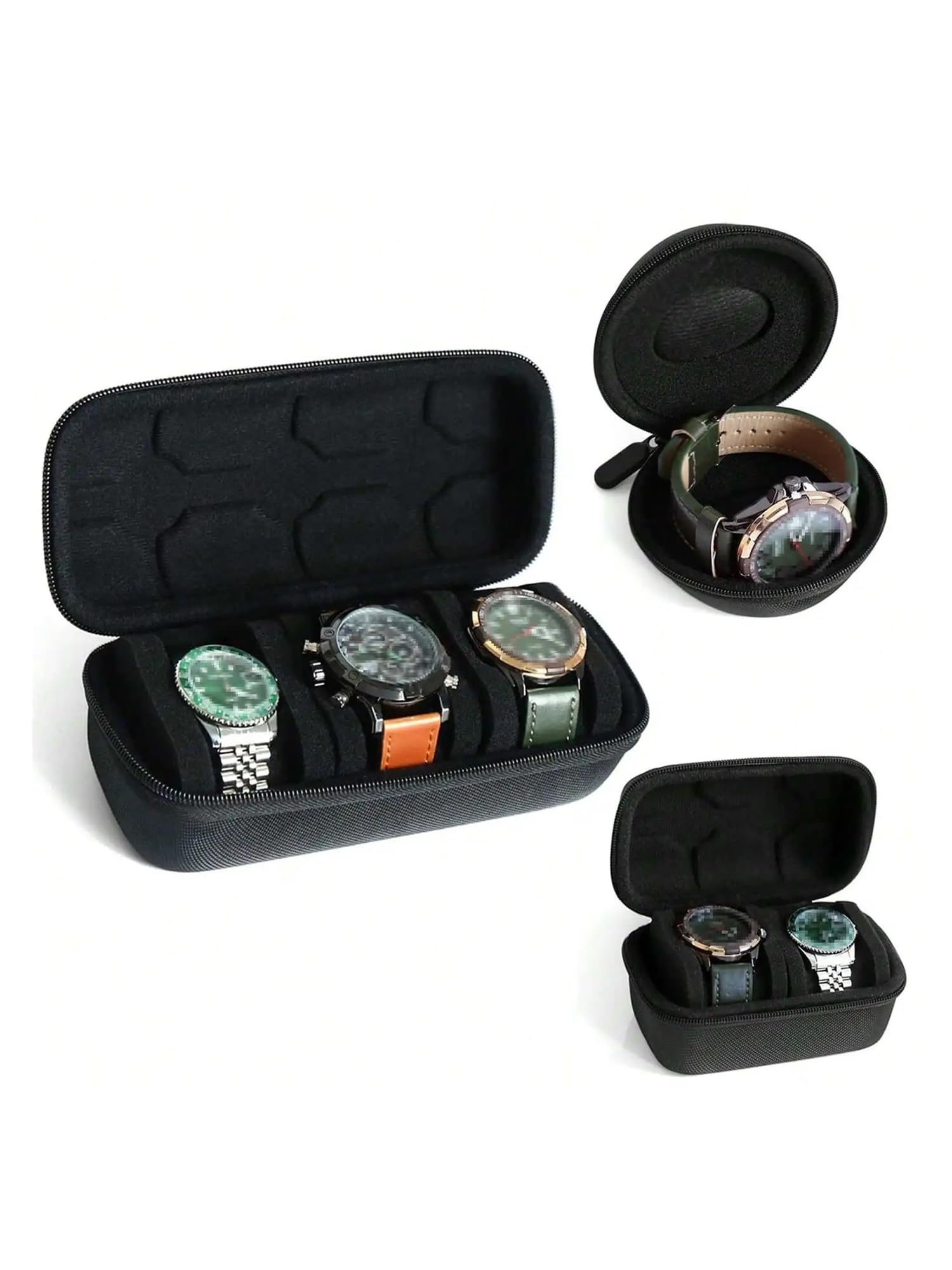 Tragbare Uhren-Reisebox For Herren, Uhrenbox Mit Schwarzer Uhrrolle, Reisebox, Aufbewahrungsbox, Displaybox For Reisen For Und Damen zur Aufbewahrung von Uhren(Black 1 Card Positions)
